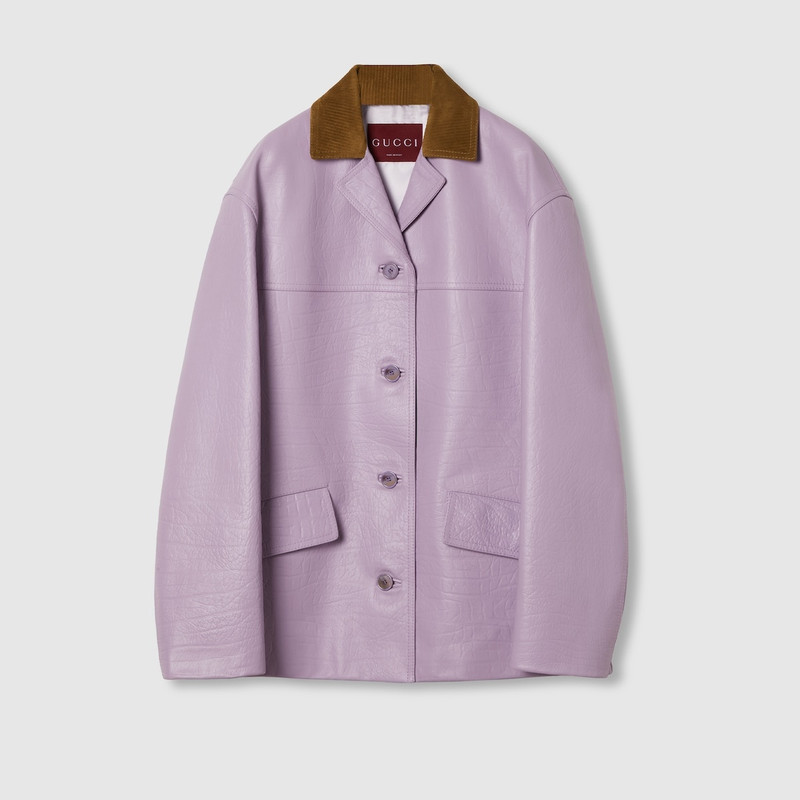 Leather jacket with Gucci logo 1