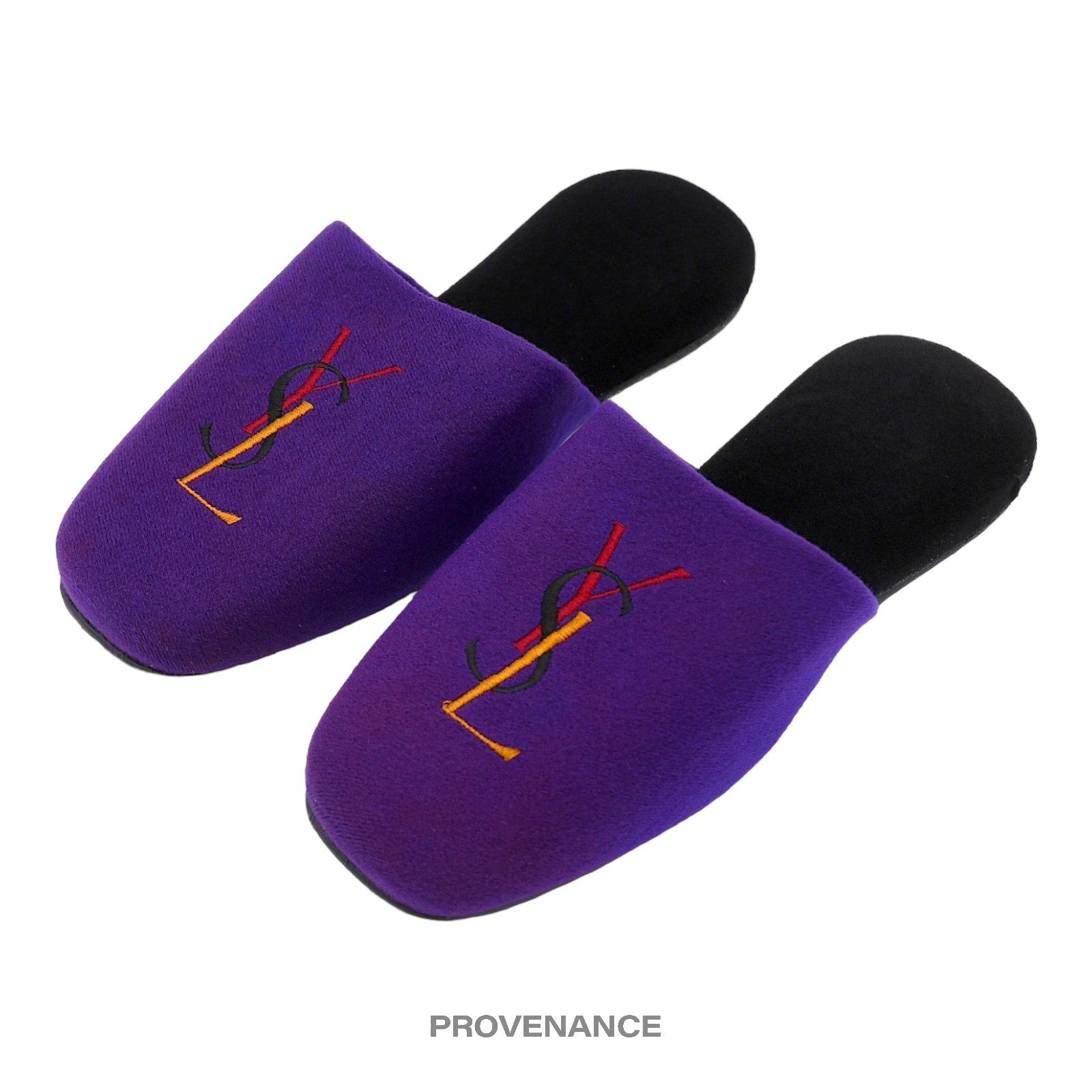 Yves Saint Laurent YSL Logo Slipper - Purple Velour - 2