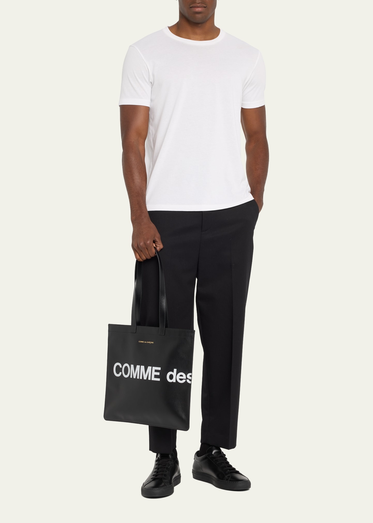 Comme Des Garçons Men's Huge Logo Leather Tote Bag