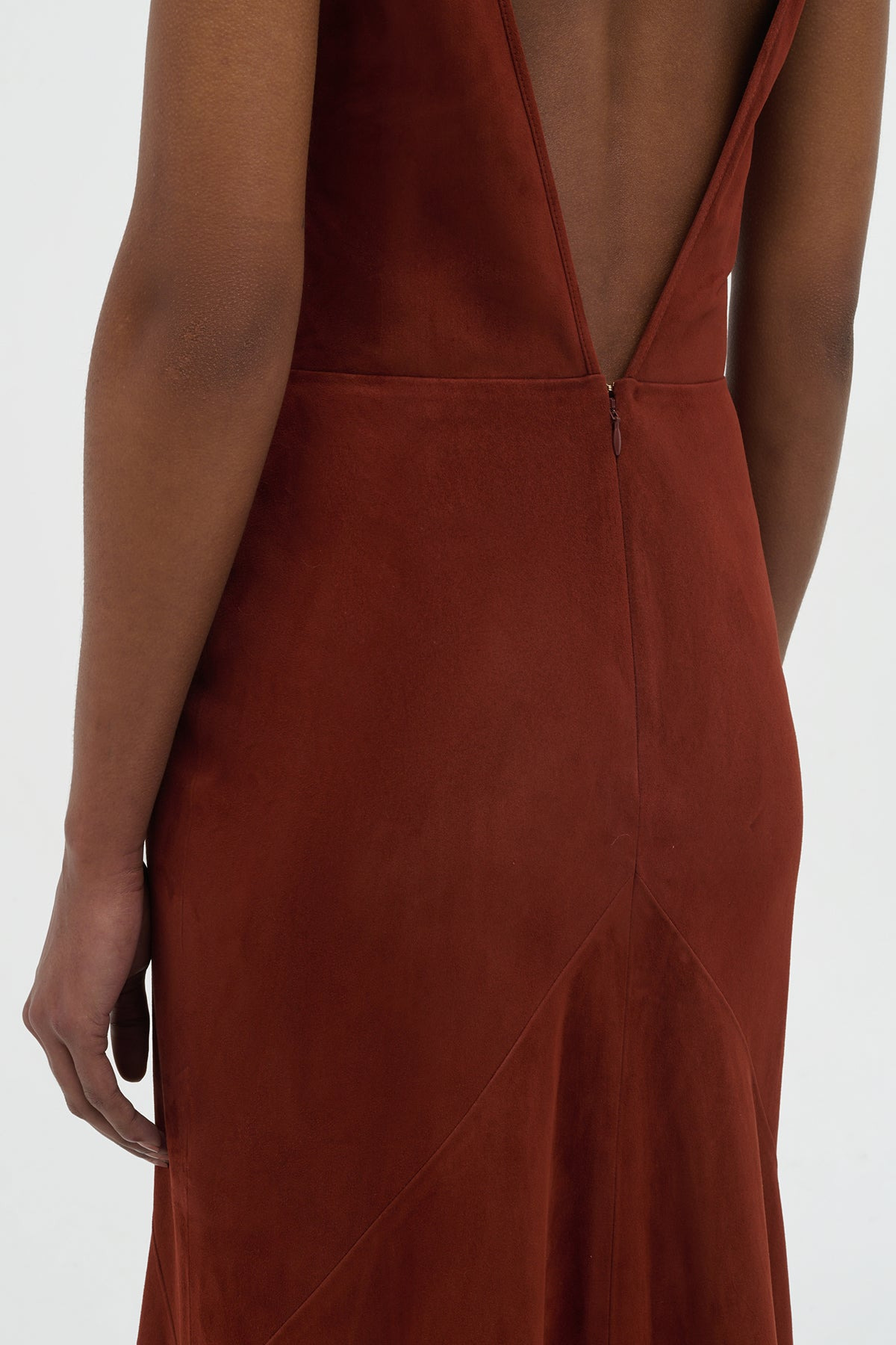 Brigita Slip Dress in Burnt Sienna Suede - 7