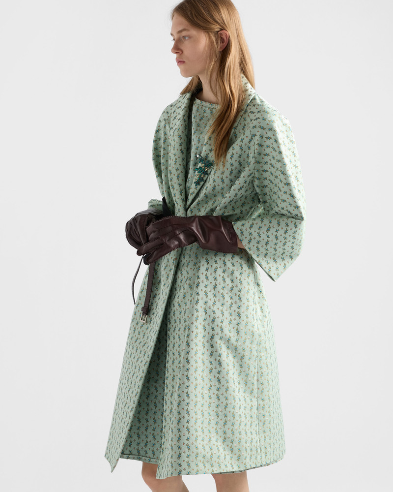 Single-breasted floral jacquard duchesse coat 4