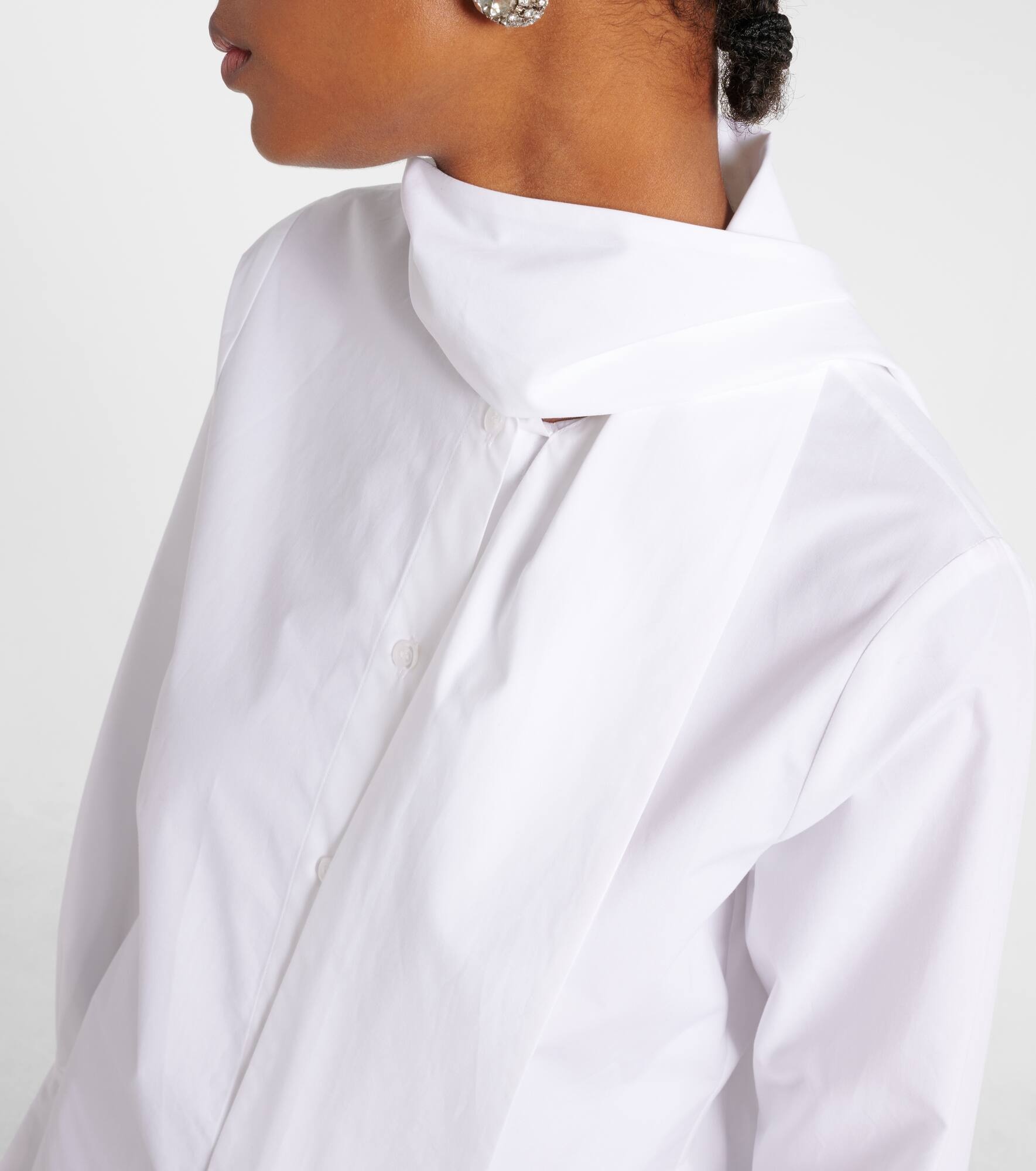 Tie-neck cotton poplin blouse - 4