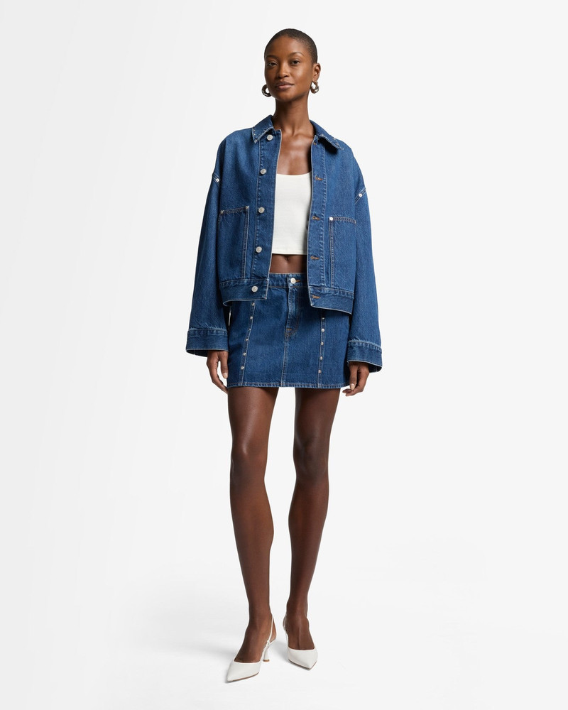 7 For All Mankind MANKIND Milly Studded Mini Skirt in Le Blue outlook