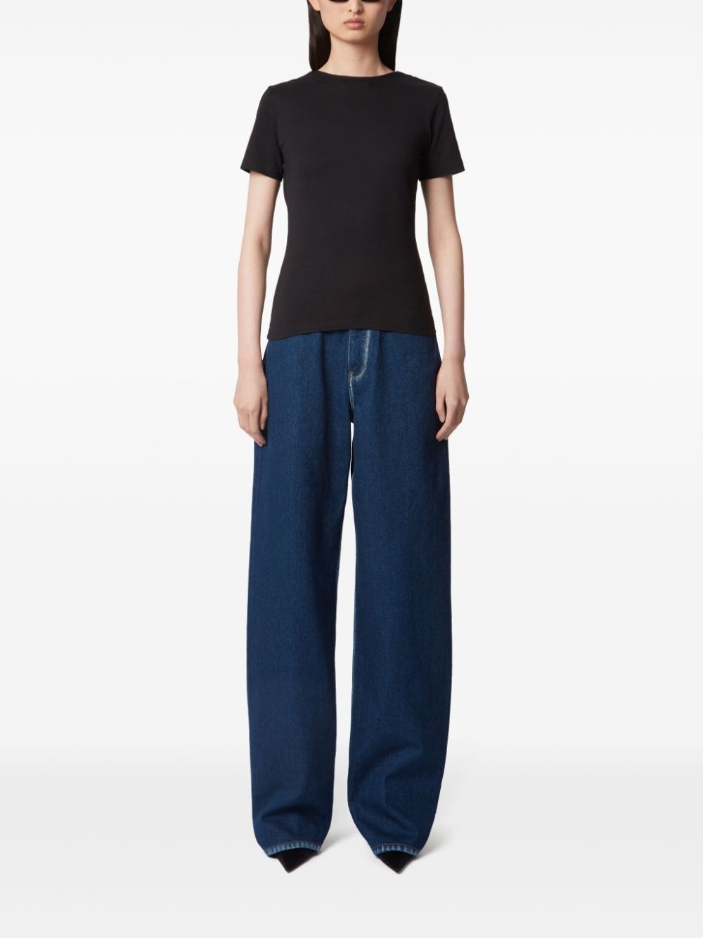 plunging draped back T-shirt - 2