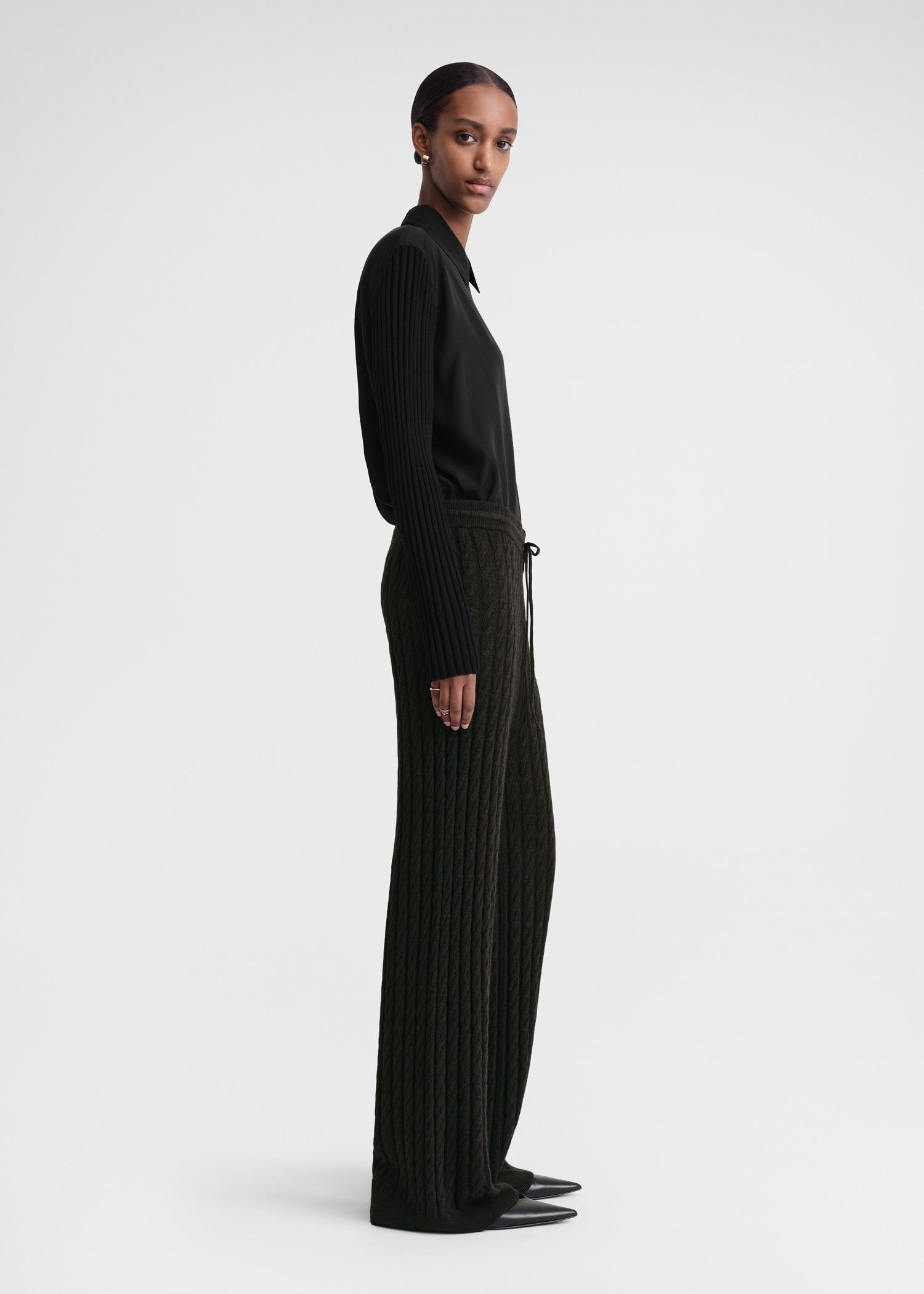 Cable knit trousers espresso - 3