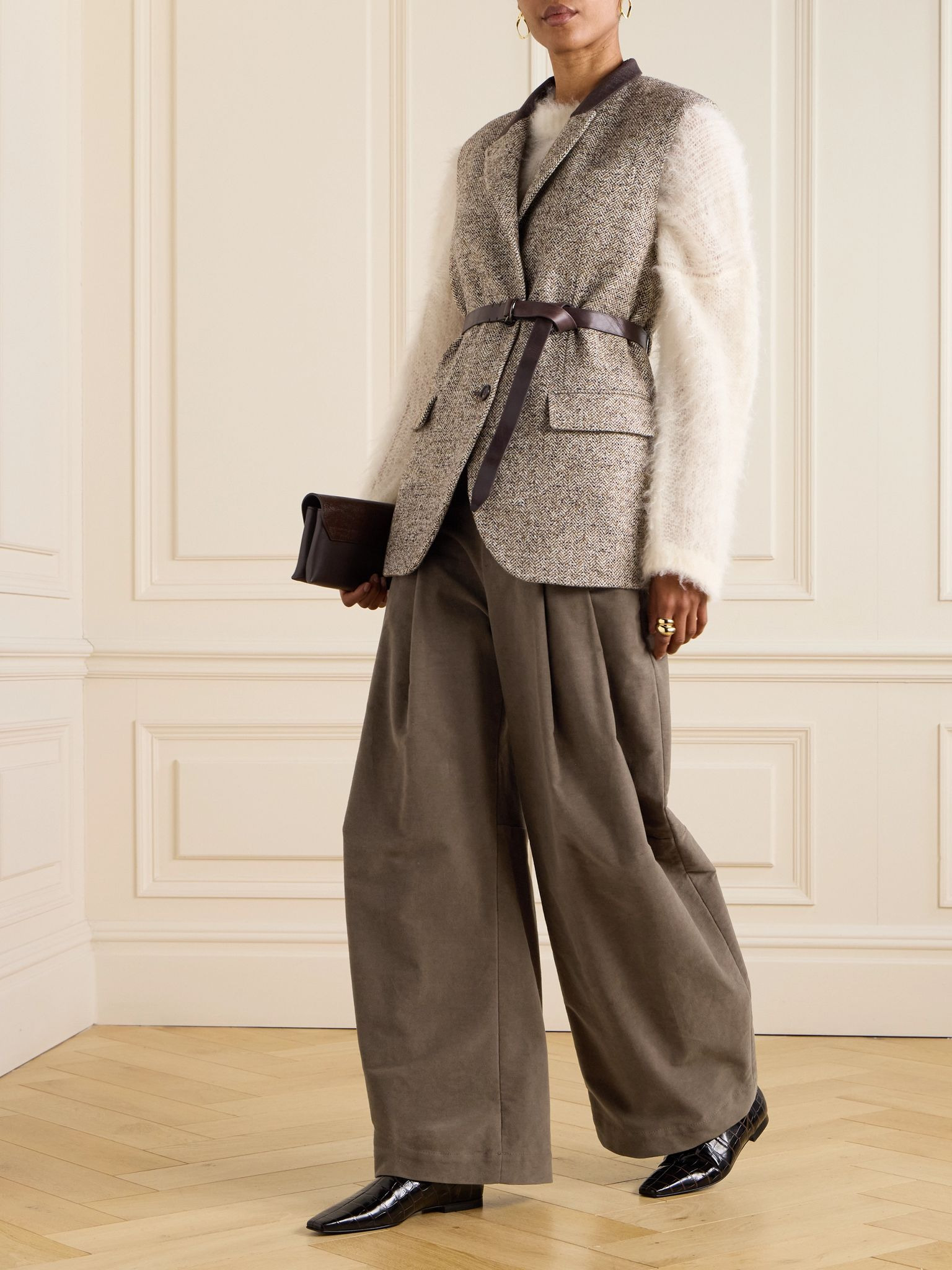 Belted cashmere-blend gilet Beige - 2