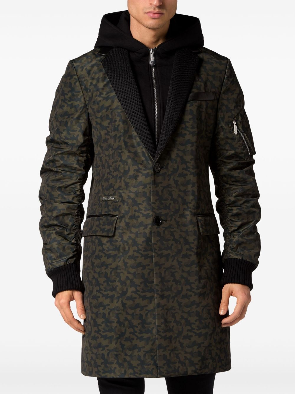 layered camouflage-pattern coat - 3