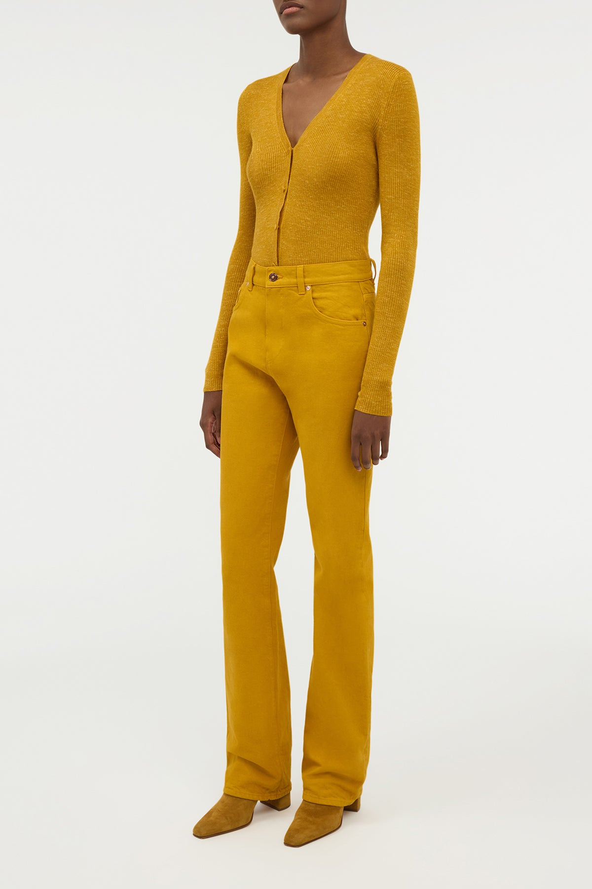 Aiste Knit Cardigan in Golden Birch Cashmere Silk with Hemp - 4