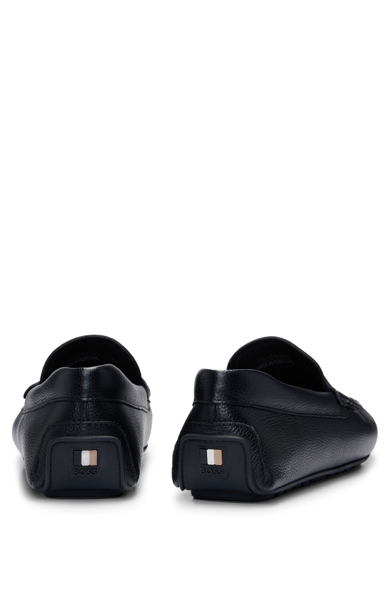 GRAINED-LEATHER DRIVER MOCCASINS WITH LOGO STRAP 5