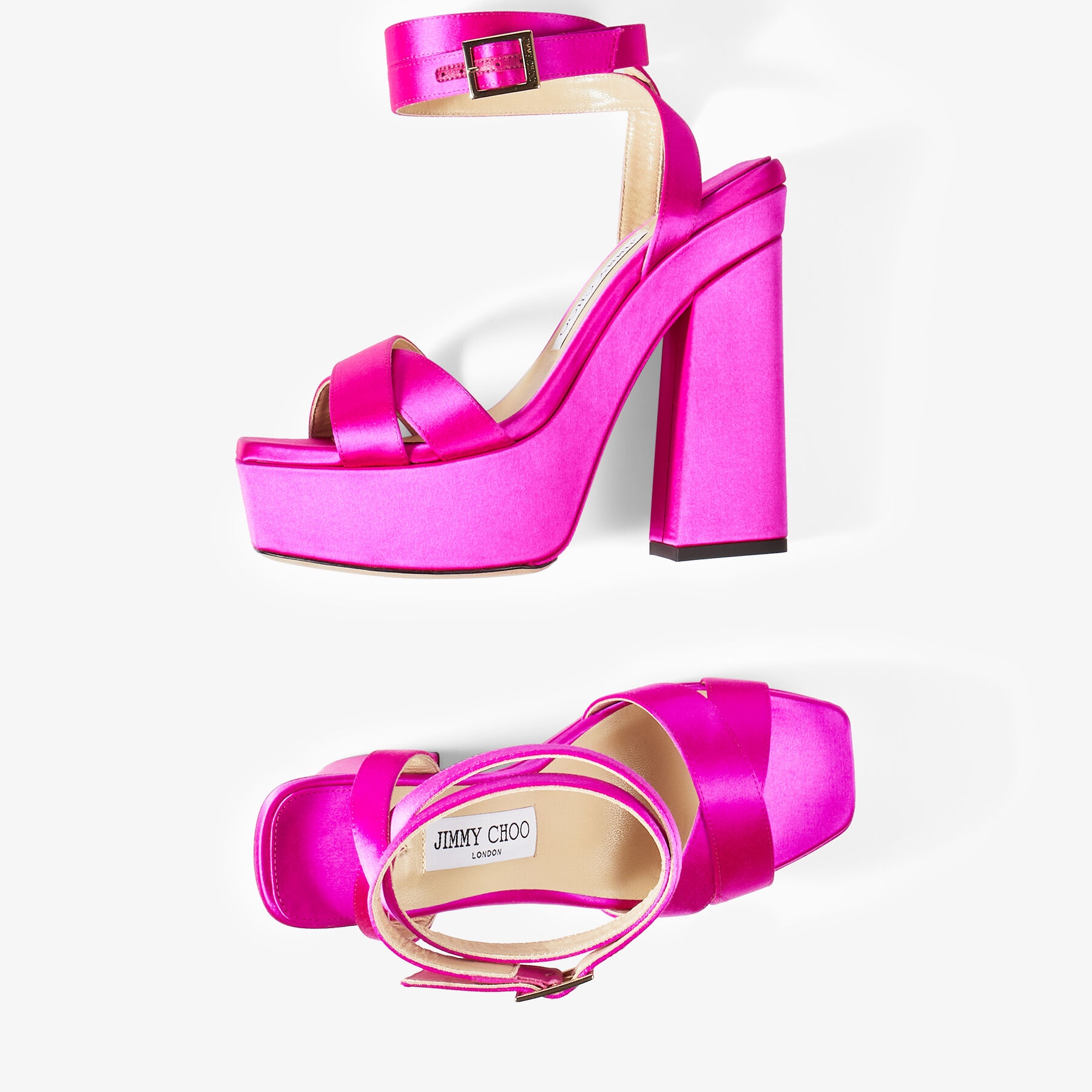 Gaia 140
Fuchsia Satin Platform Sandals - 5