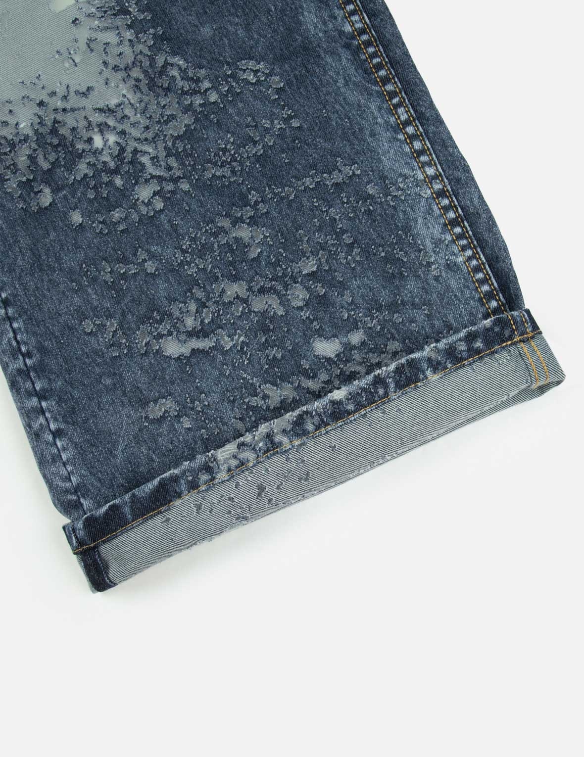 SEAGULL EMBROIDERY AND LASER-BURNED WIDE-LEG JEANS - 5