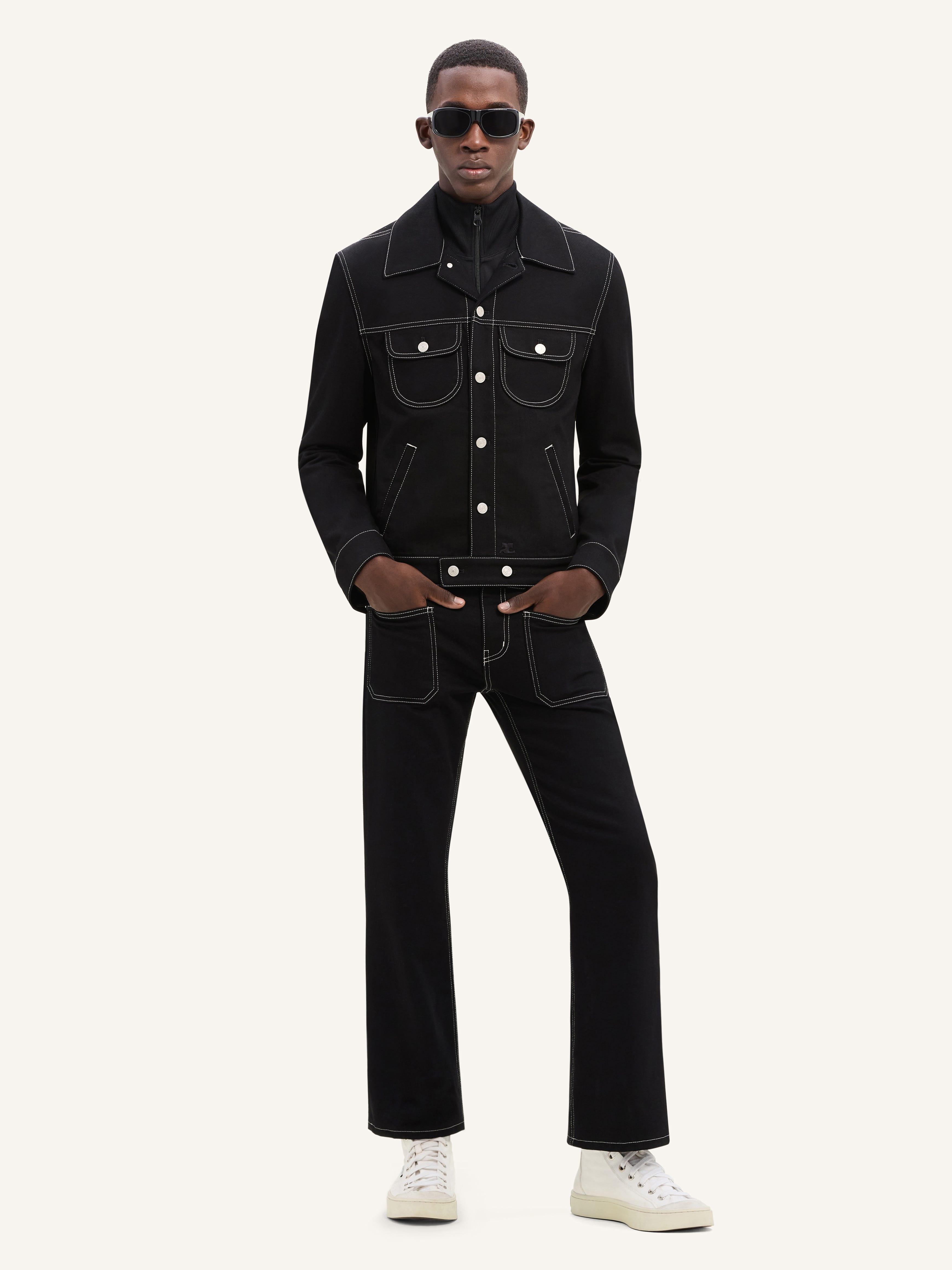 TOPSTITCHED DENIM TRUCKER JACKET - 2
