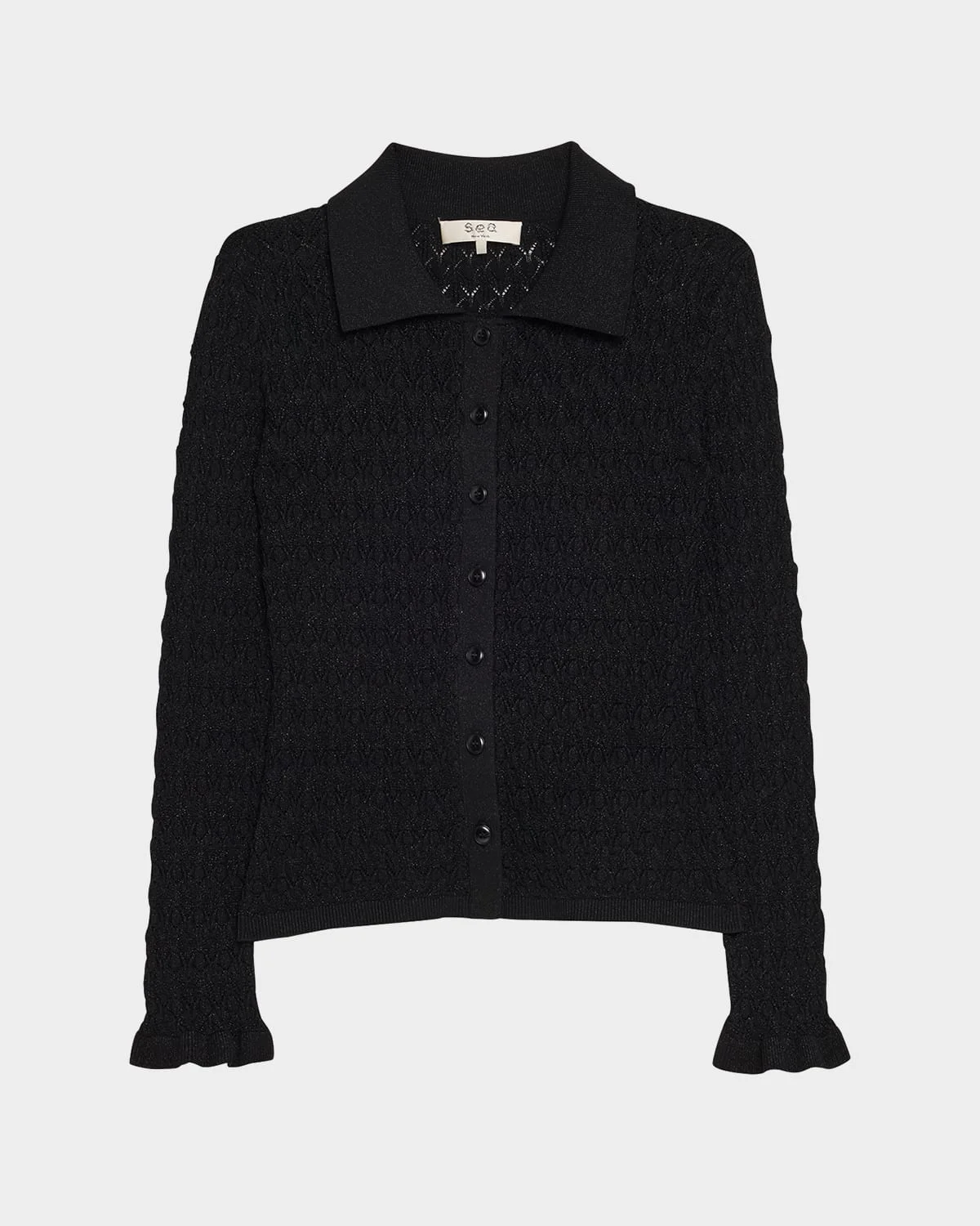 Ruby Long-Sleeve Pointelle Knit Cardigan - 1
