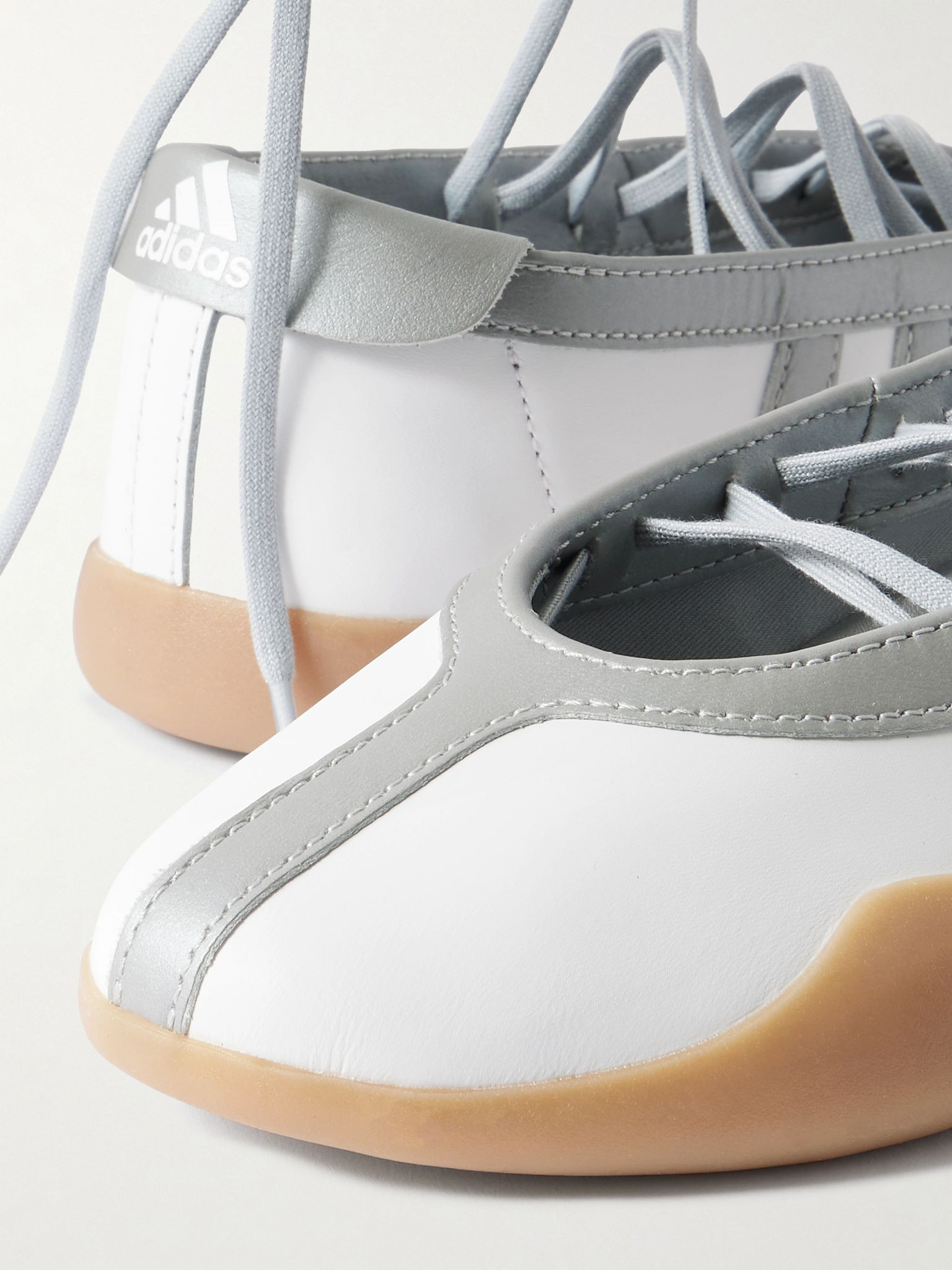 Taekwondo Mei Ballet metallic leather-trimmed leather sneakers Silver - 4
