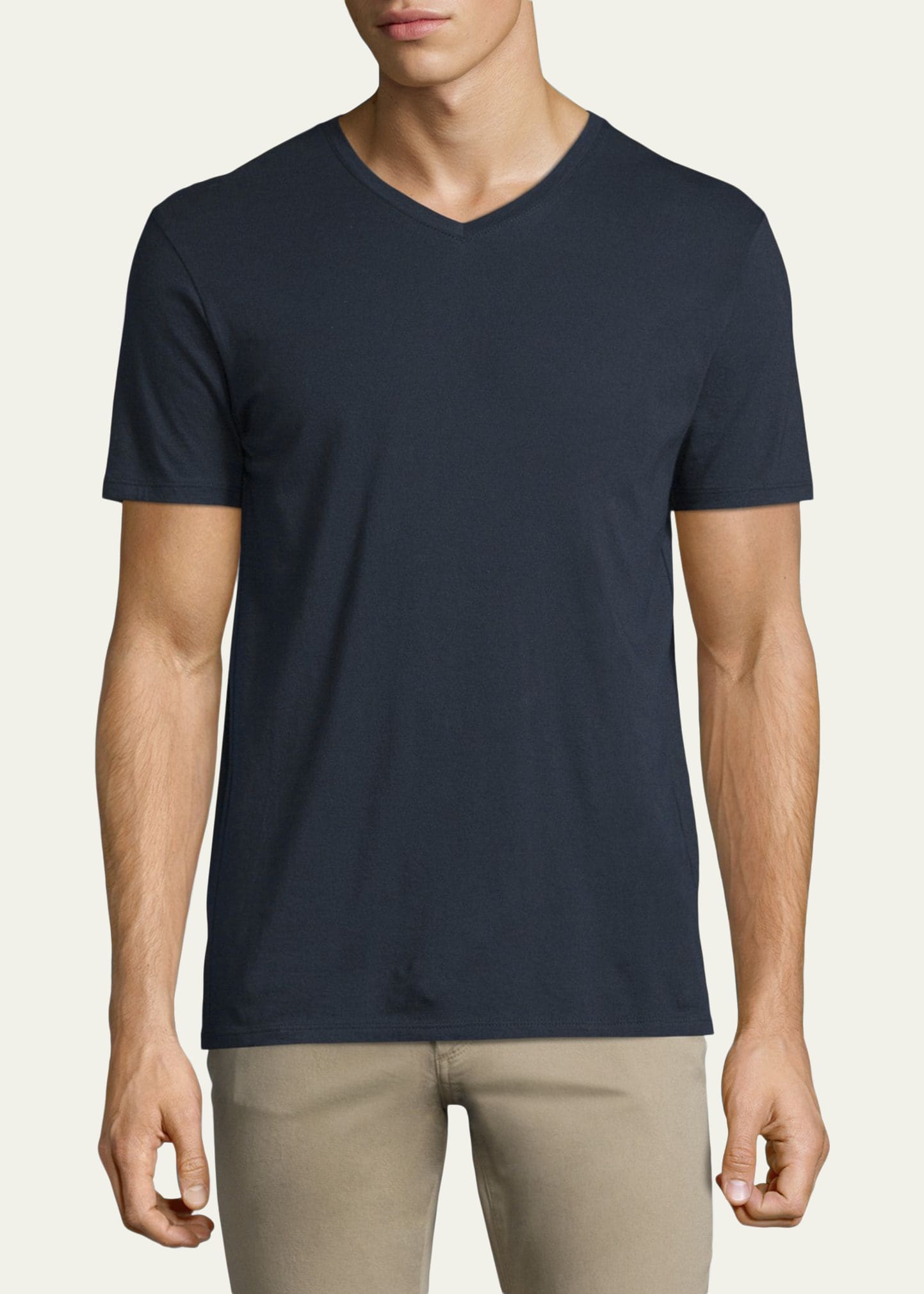 Short-Sleeve V-Neck Jersey T-Shirt, Gray - 2