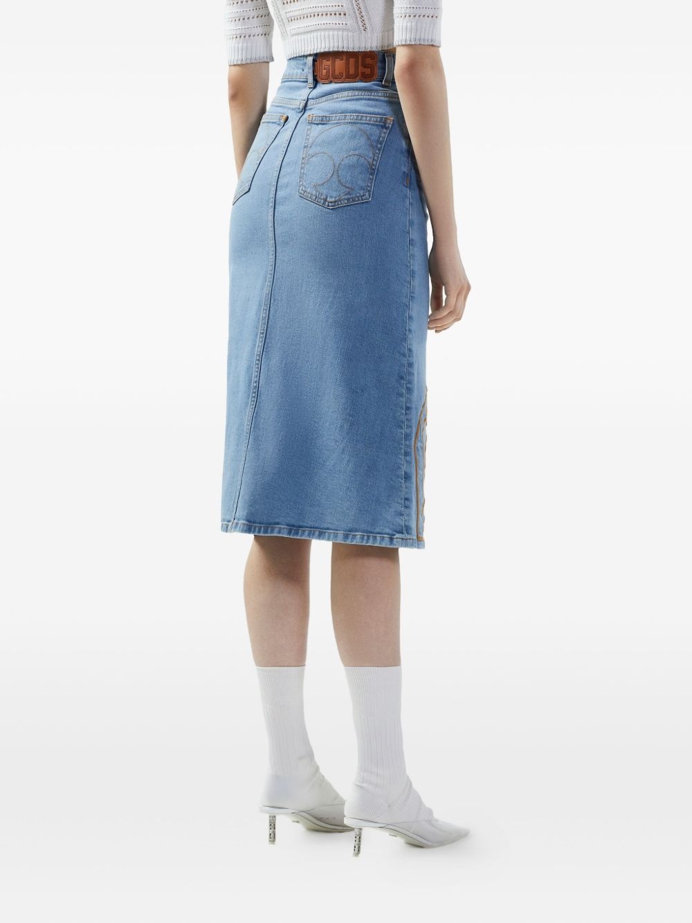 logo-embroidered skirt - 4