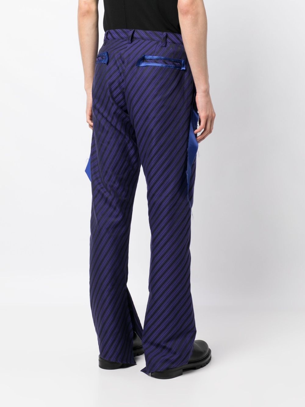 diagonal-striped straight-leg trousers - 4