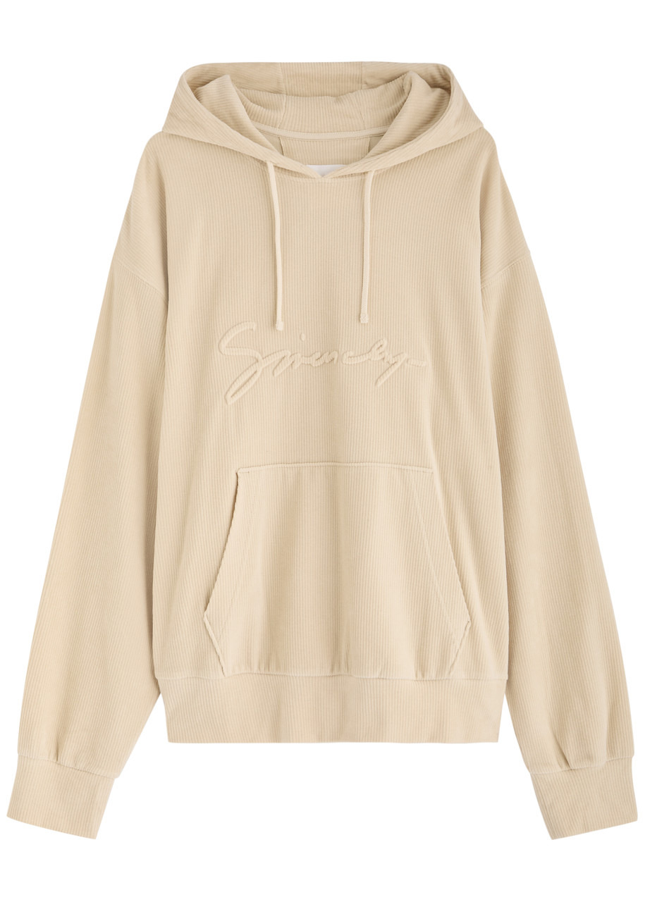Givenchy Logo Hooded Ribbed Velvet Sweatshirt - 1