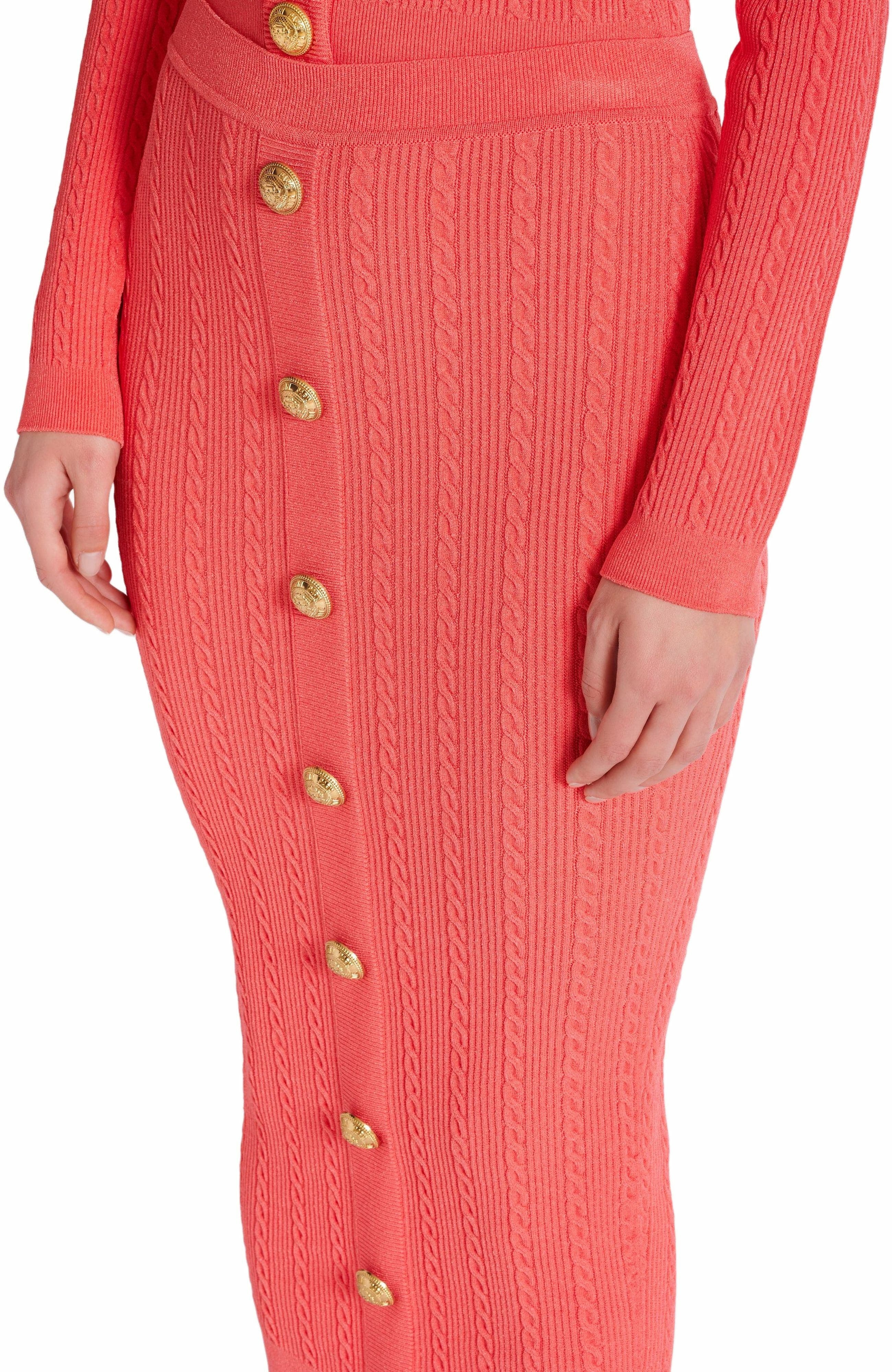 Balmain Cable-knit midi skirt in Pink at Nordstrom - 6