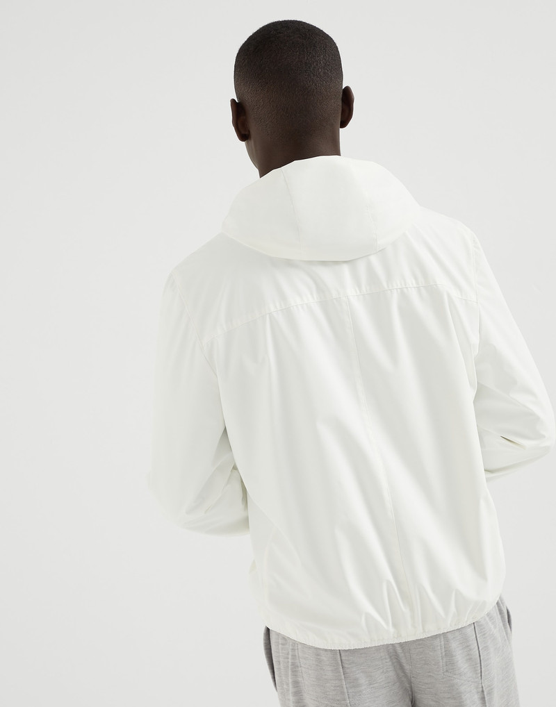 Brunello Cucinelli Bonded nylon hooded outerwear jacket with logo outlook