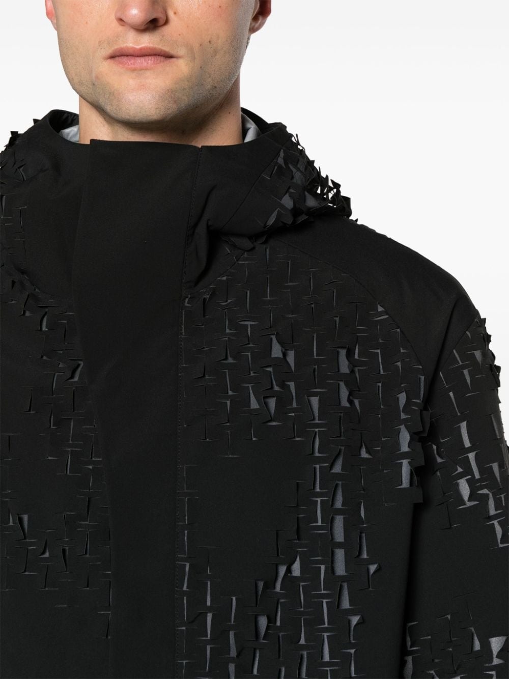 Morphogens lasercut-pattern hooded jacket - 5