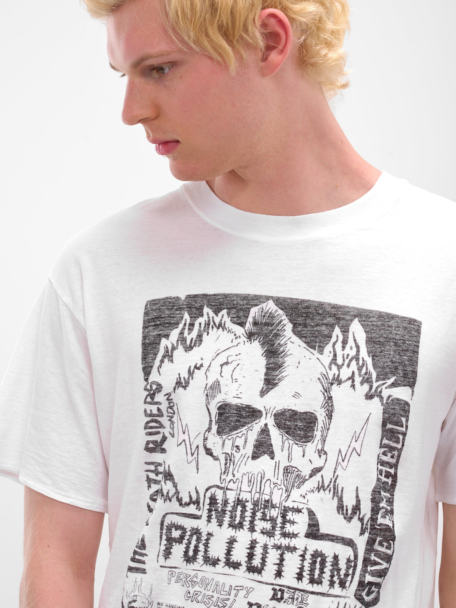 White Graphic Print Thrash Tee - 5