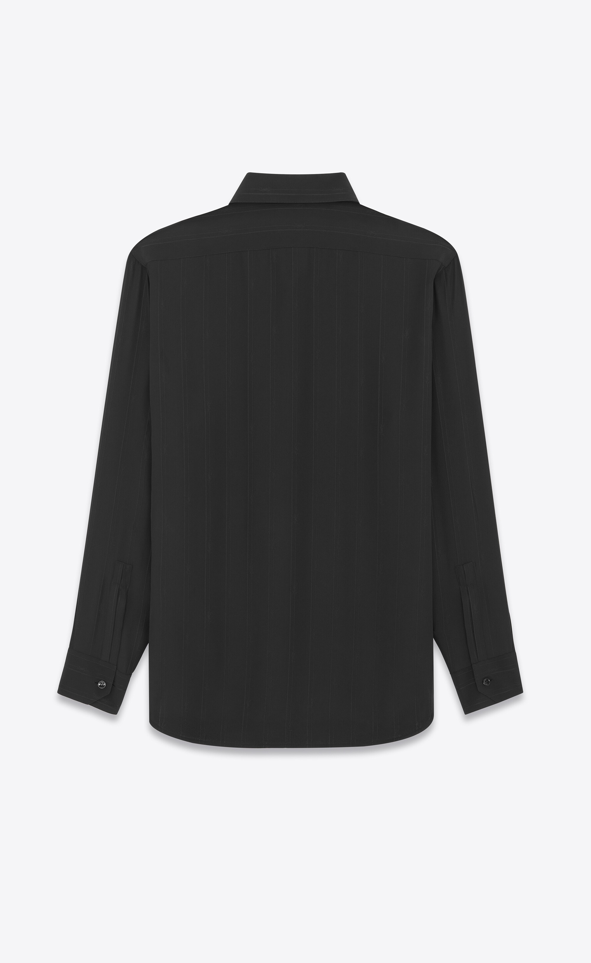 yves collar shirt in matte and shiny cassandre striped silk - 2