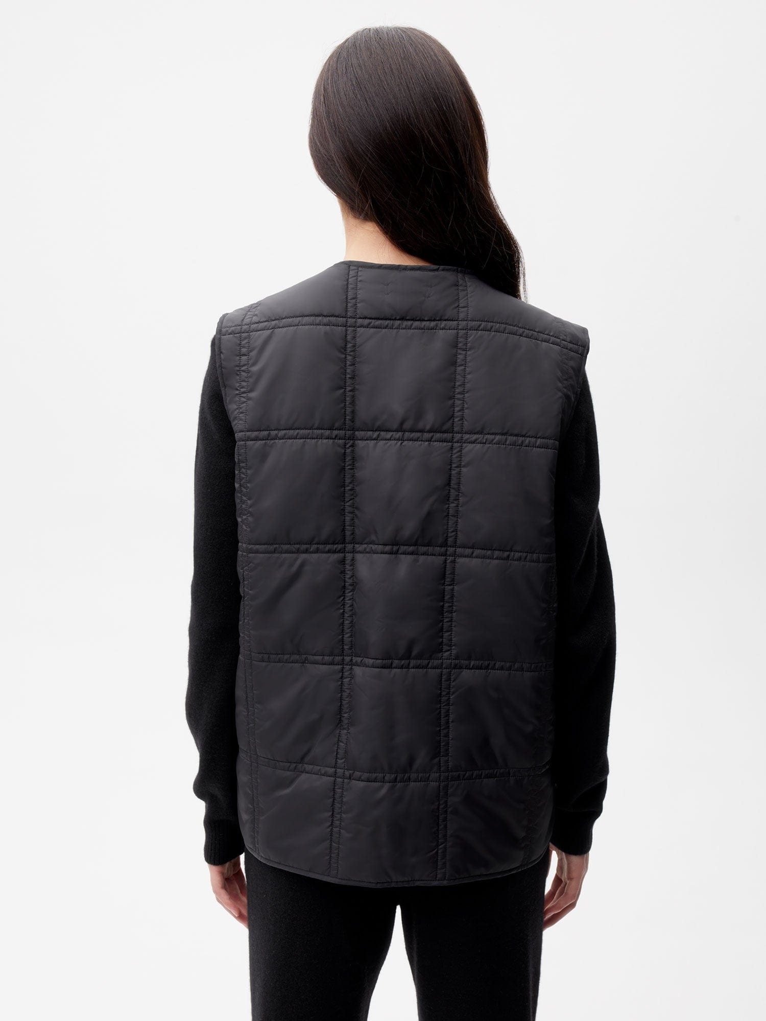 Womens Flower-Warmth Quilted Gilet - Black - 3