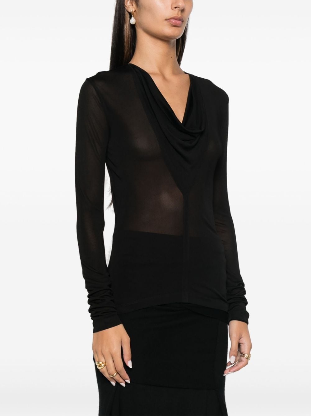 draped V-neck top - 3