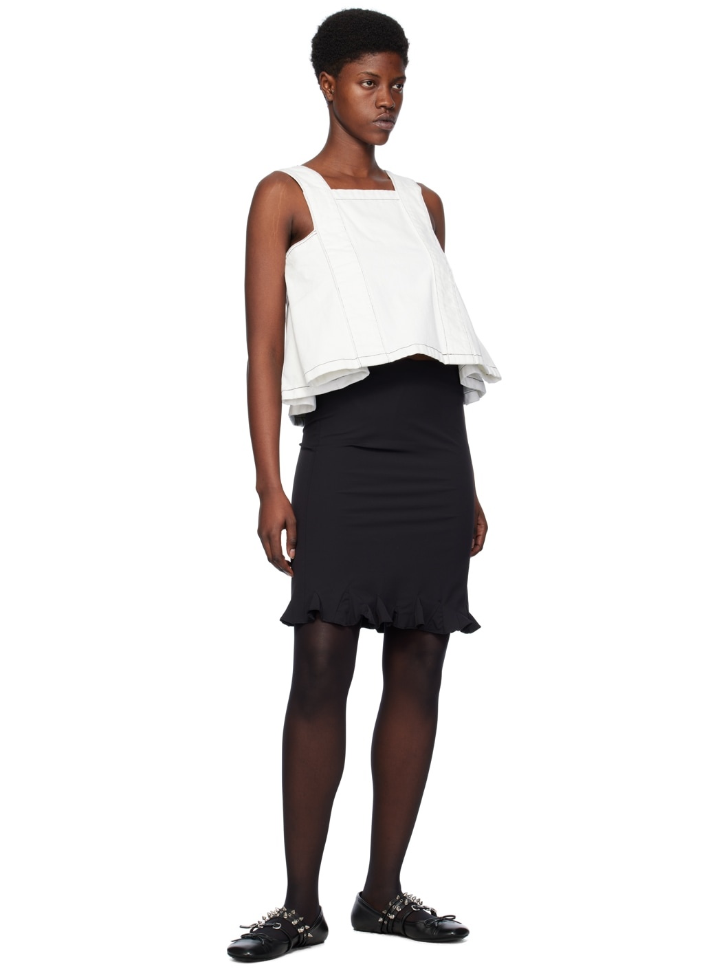 Black Flared Midi Skirt - 4