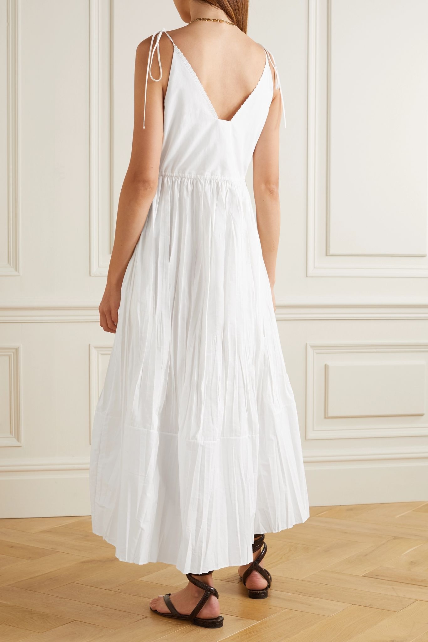 Pleated voile midi dress - 3