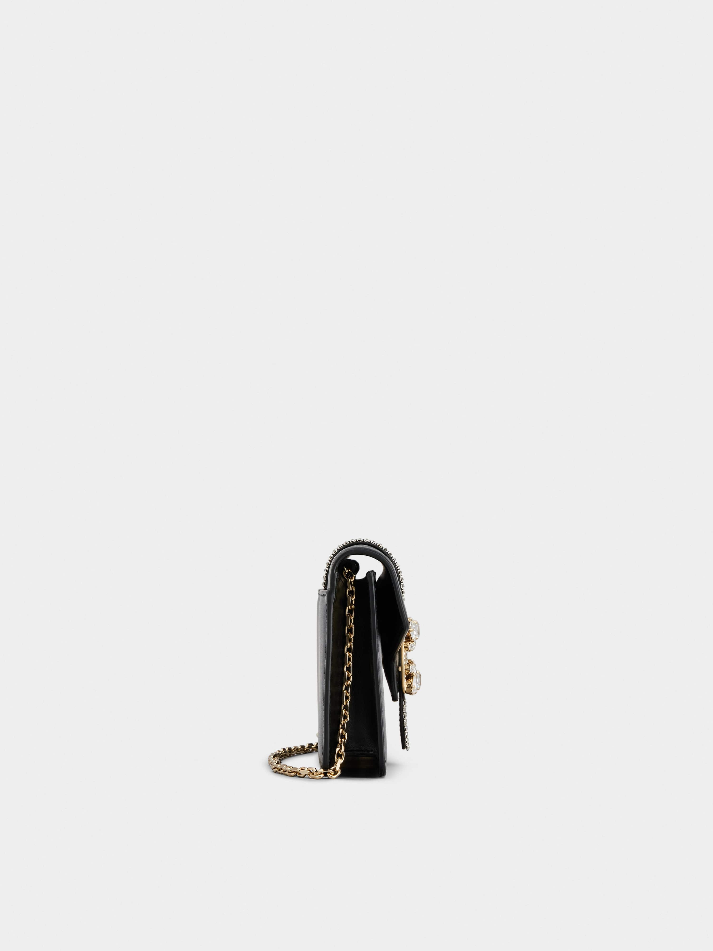 Miss Vivier Strass Buckle Clutch in Leather - 4
