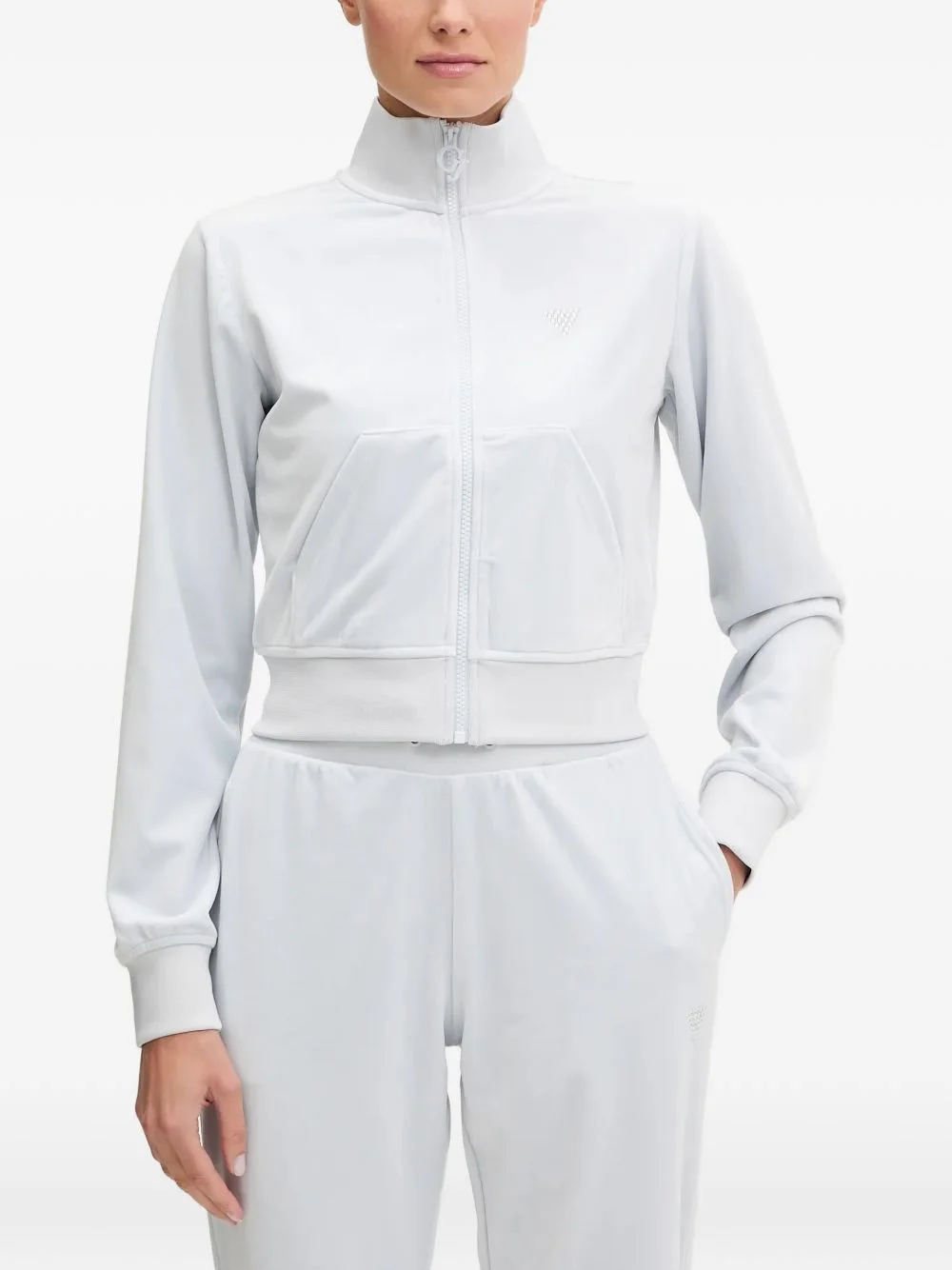 rhinestone-embellished zip-up sweatshirt - 1