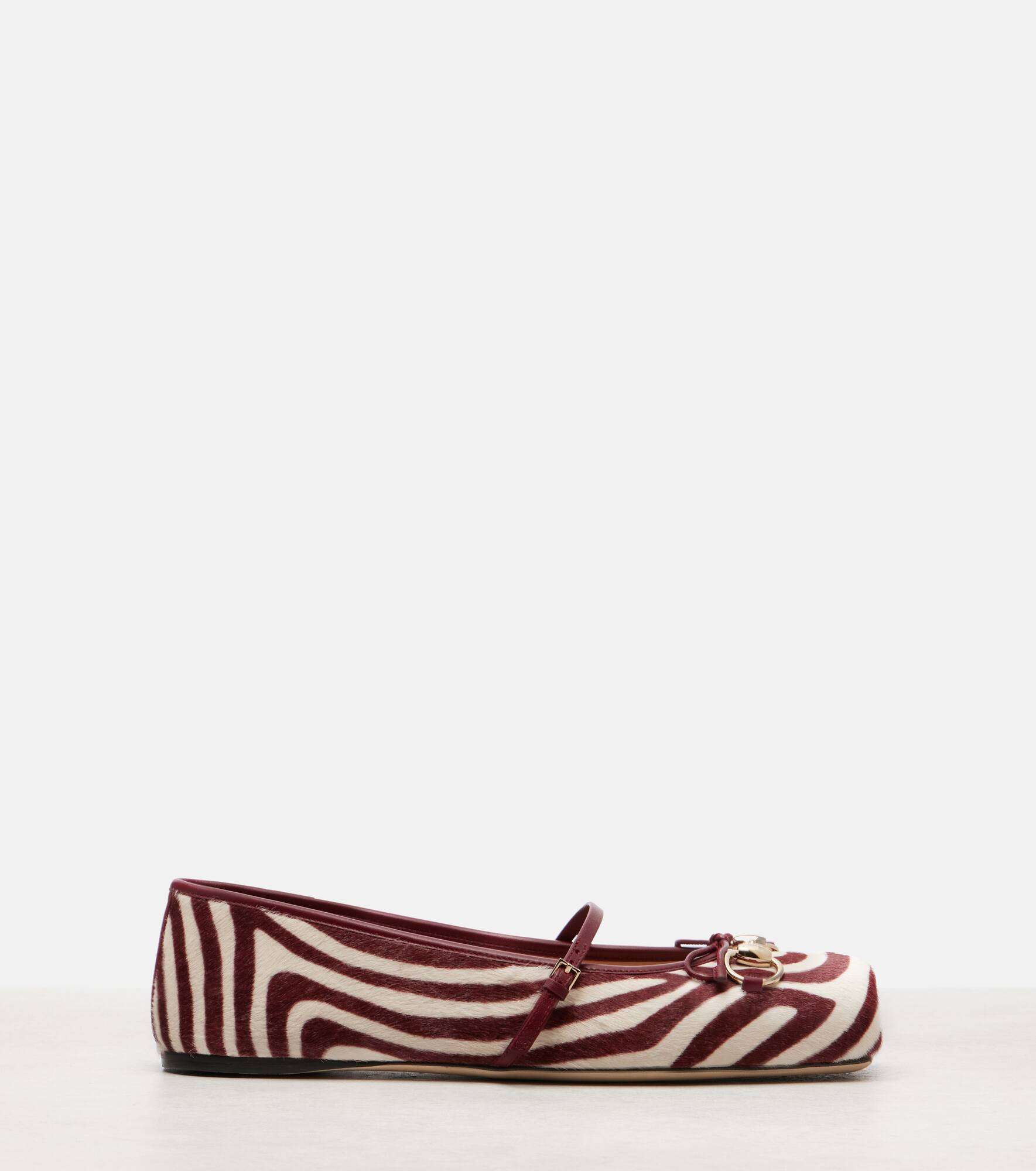Horsebit calf hair ballet flats - 4