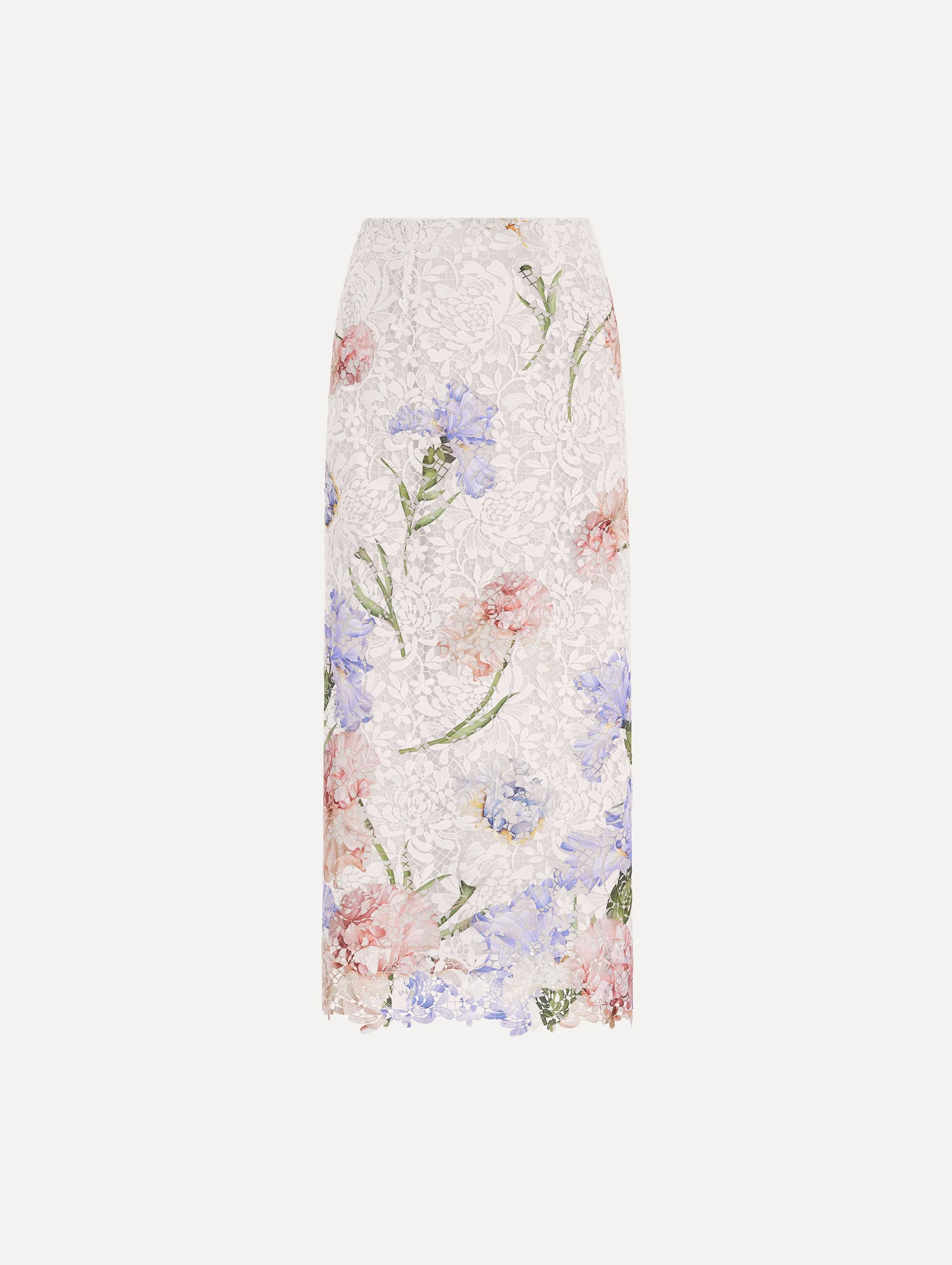 LARGE IRIS DEGRADE PRINTED LACE PENCIL SKIRT - 1