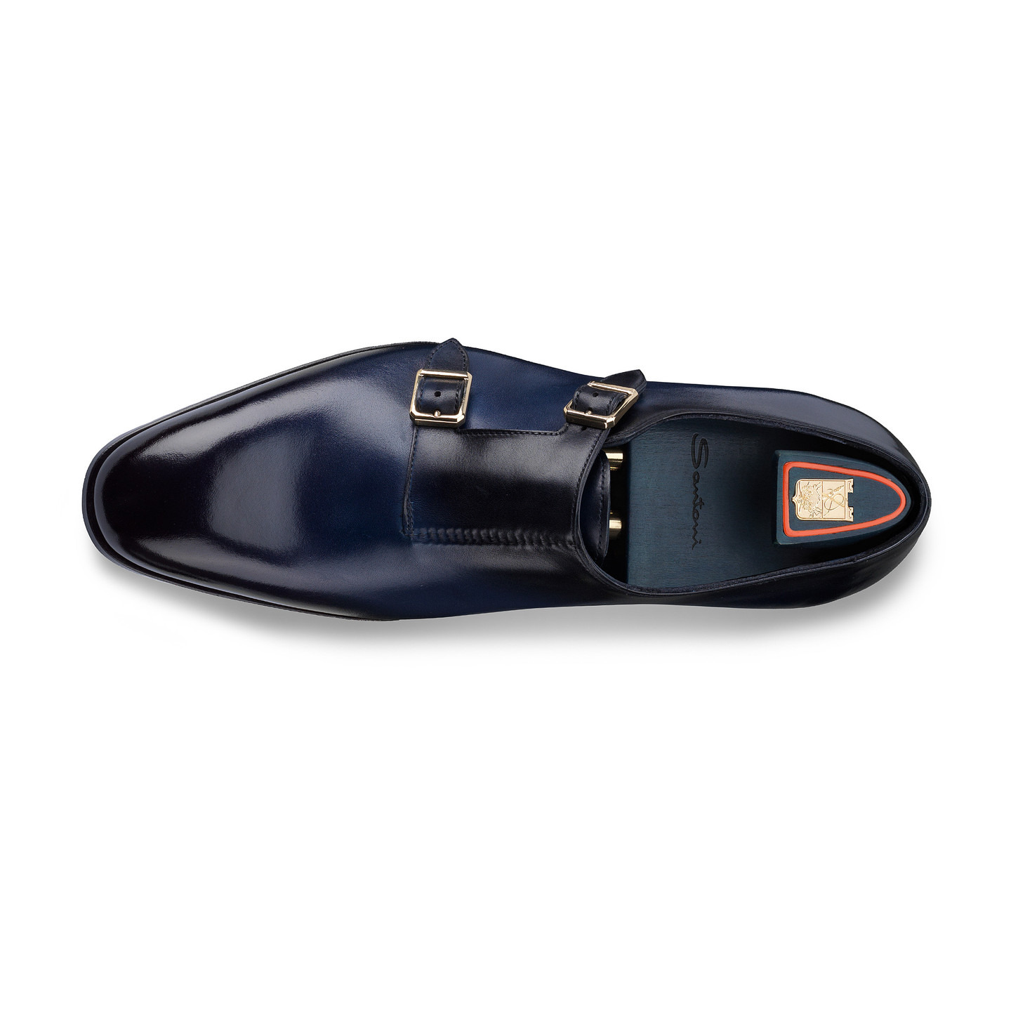 Men's blue leather Uniqua Meraviglia Collection double-buckle shoe - 4