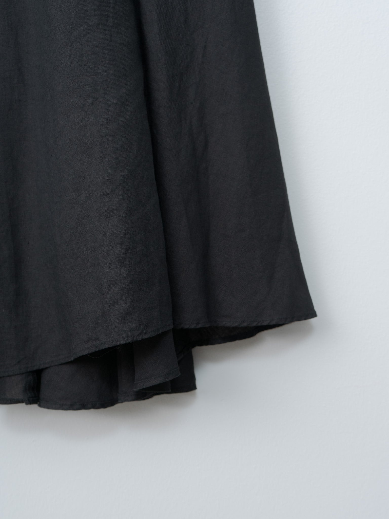 Natural Dyed Linen Lawn Gathered Skirt - Black - 7