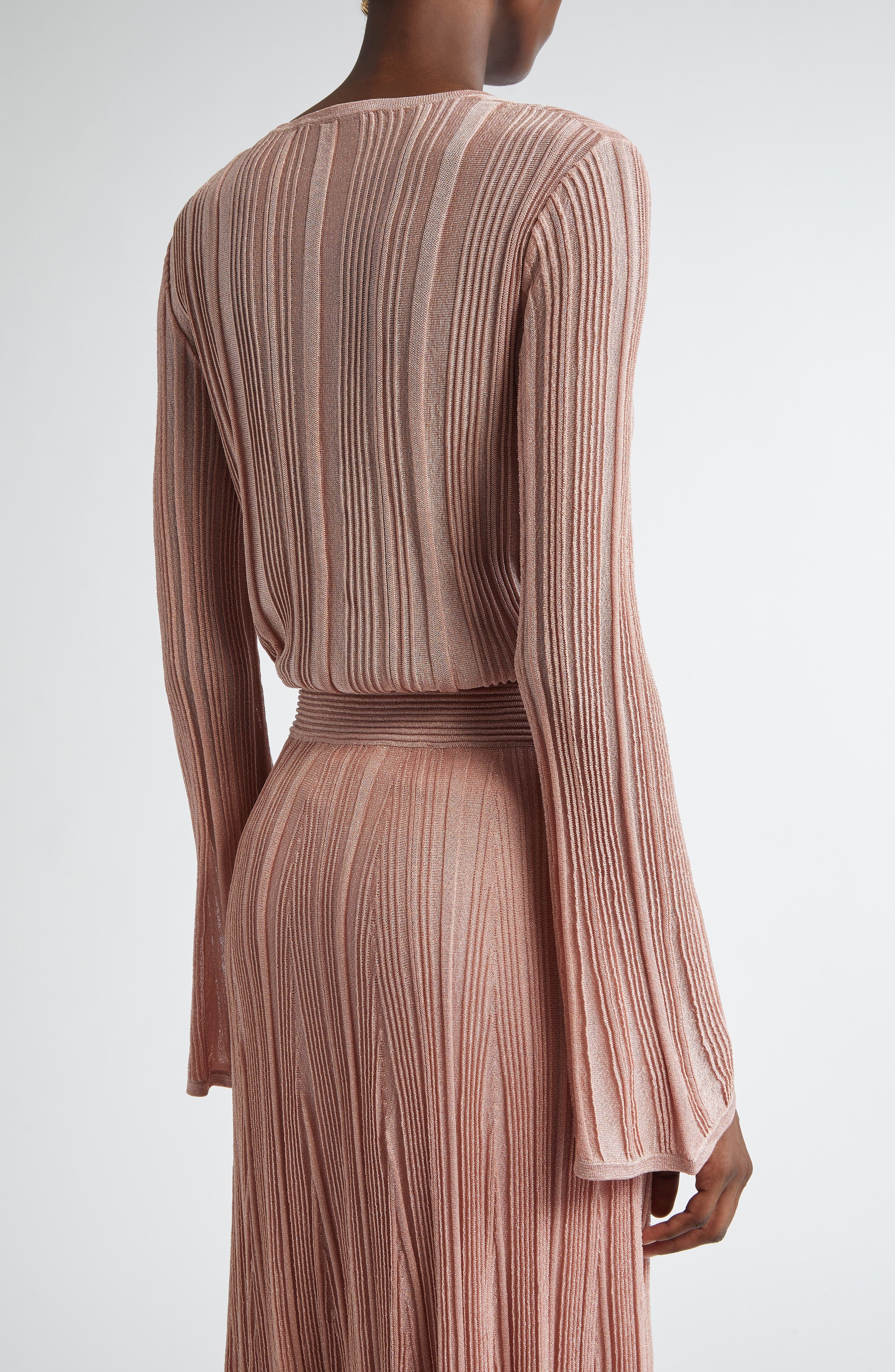 Zimmermann Lucky Metallic Rib Sweater in Metallic Pink at Nordstrom - 3