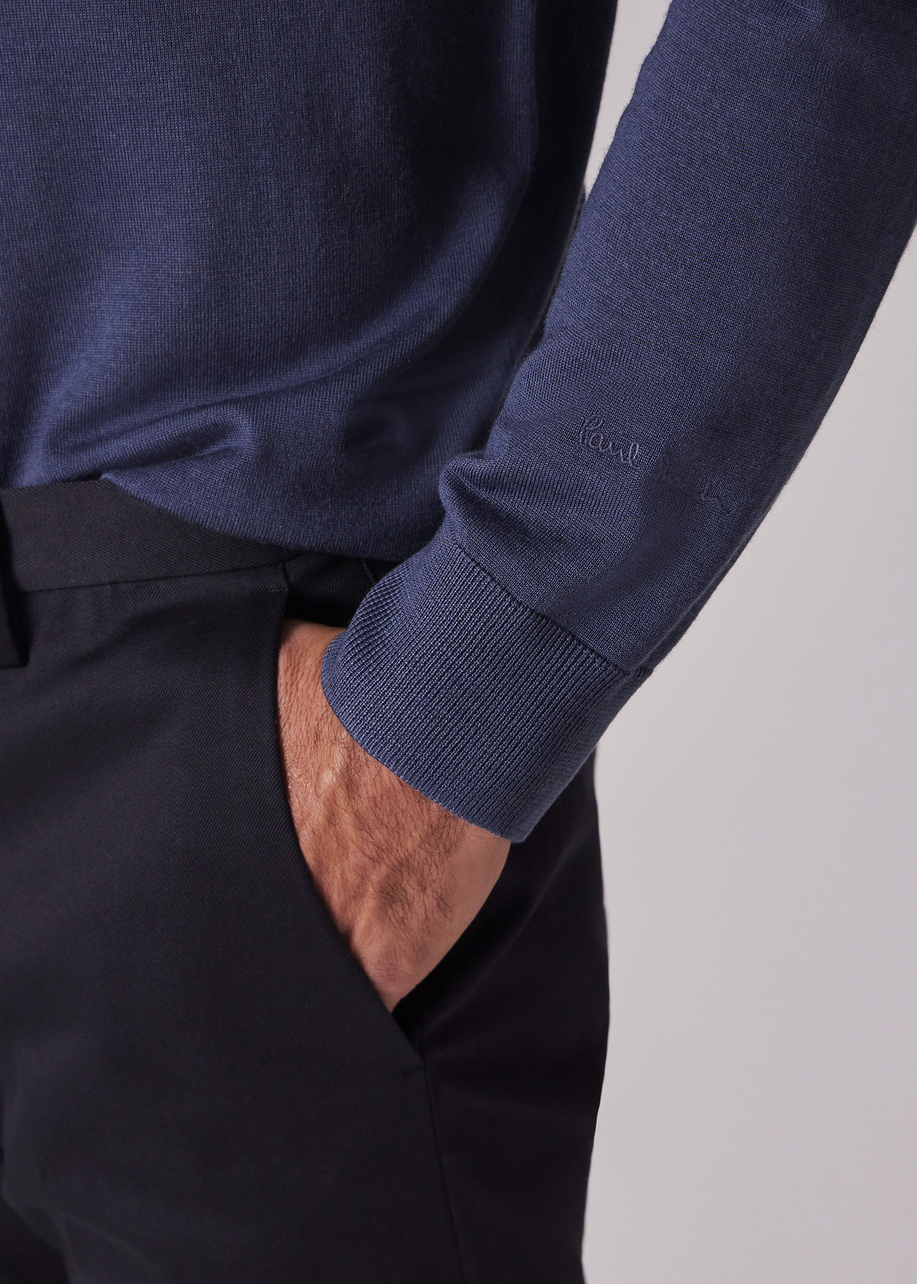 Stone Blue Merino V-Neck Sweater - 5