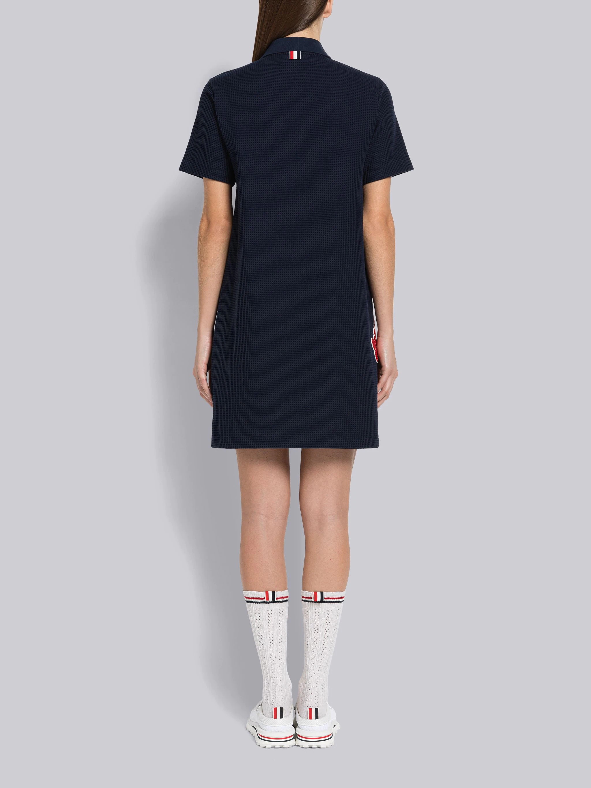Textured Check Sequin Lobster Short Sleeve Polo Dress - 3
