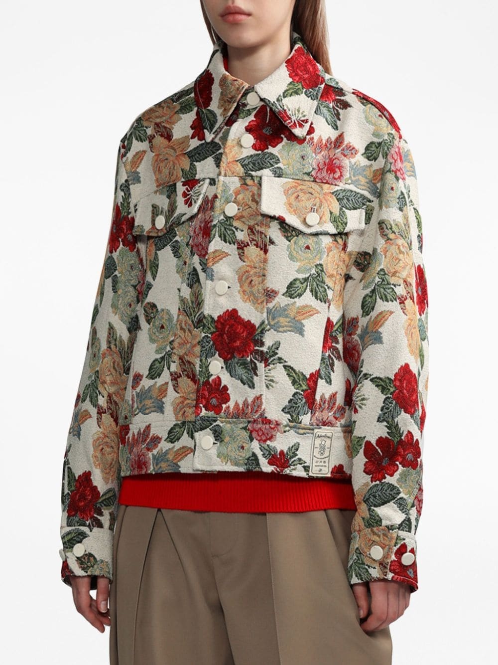 embroidered-floral shirt jacket - 3