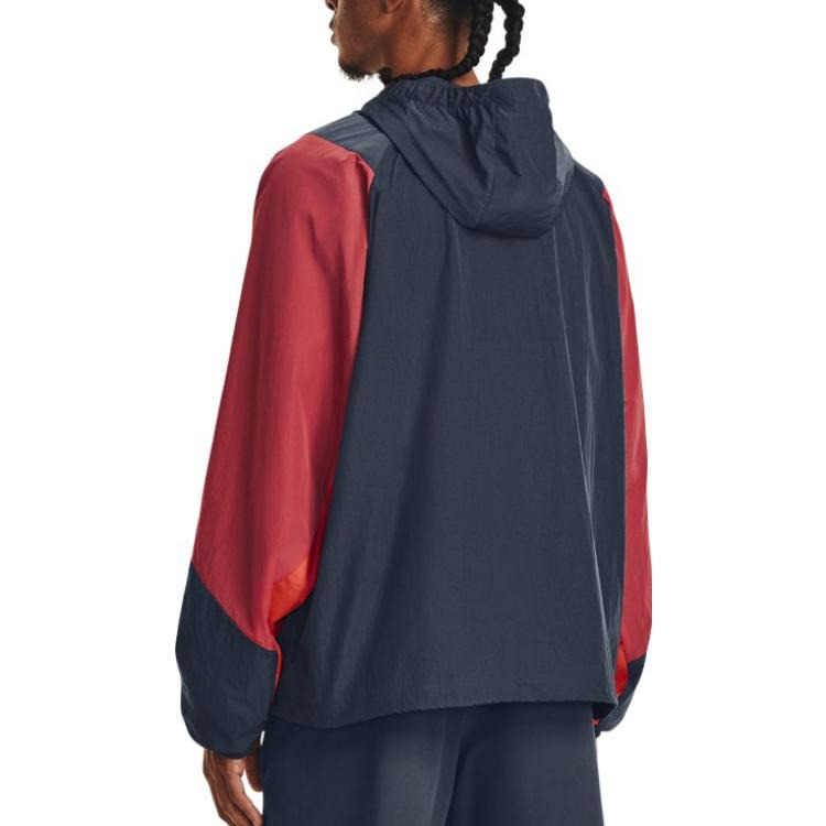 Under Armour Rush Woven 1/2 Zip Anorak Jacket 'Red Grey' 1377183-044 - 5