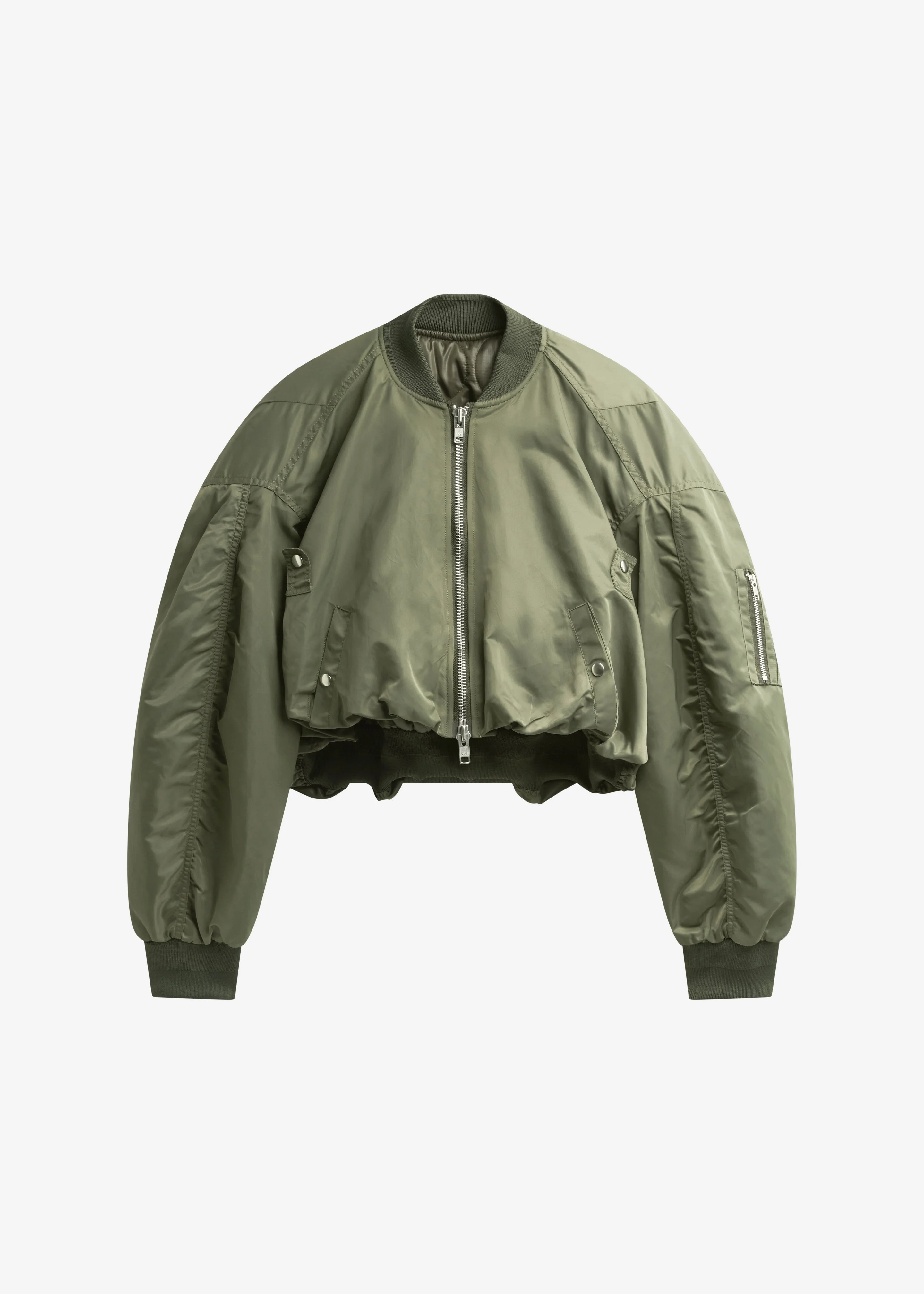 Skagen Cropped Trapeze Bomber Jacket - Olive - 1