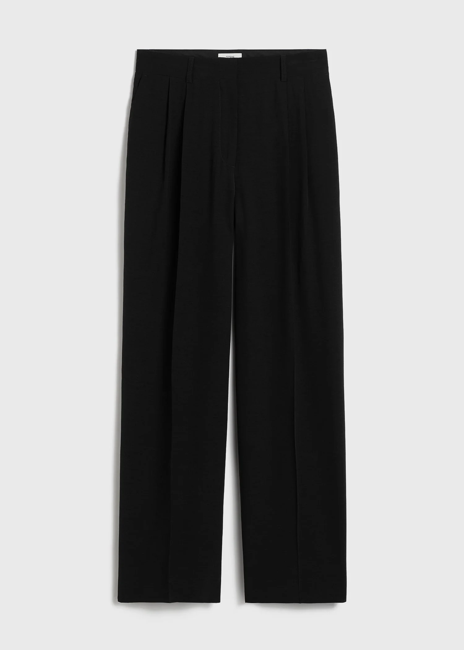 Double-pleat straight trousers black - 1