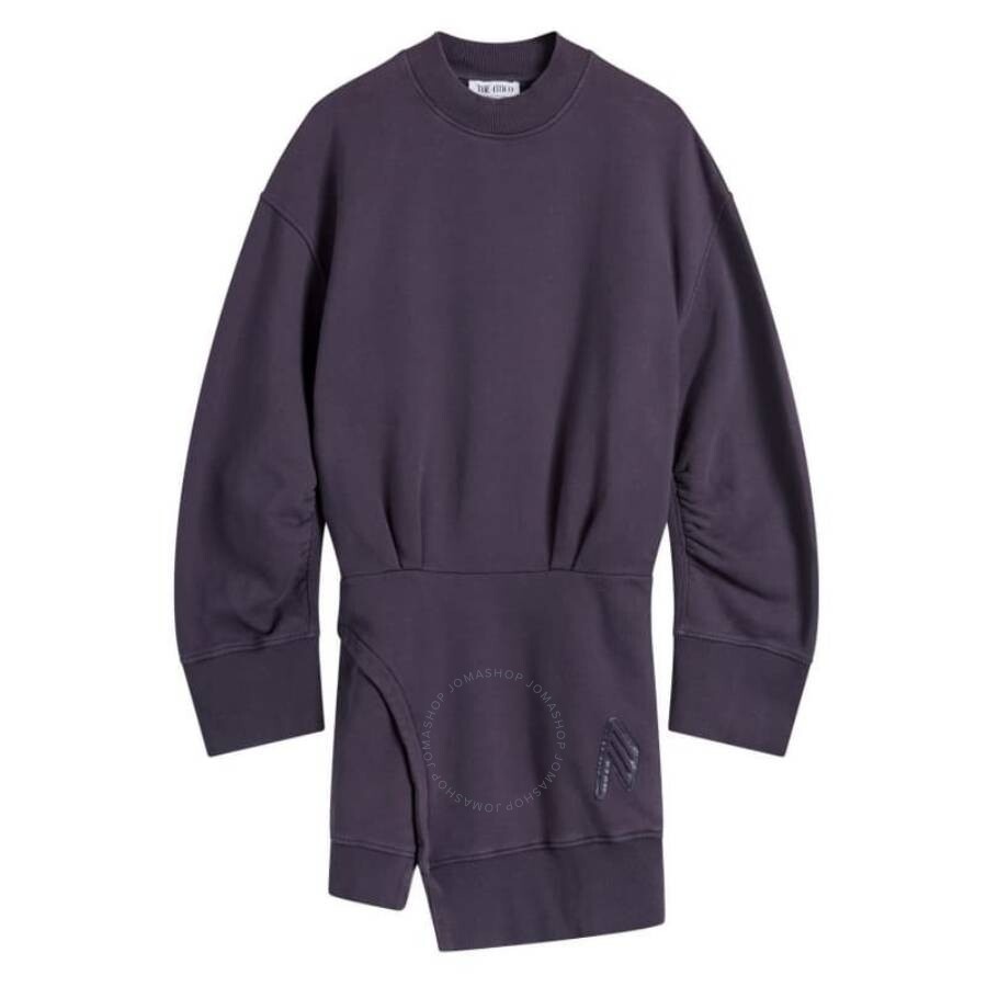 The Attico Ivory Mini Sweater Dress In Dark Violet Fade - 1