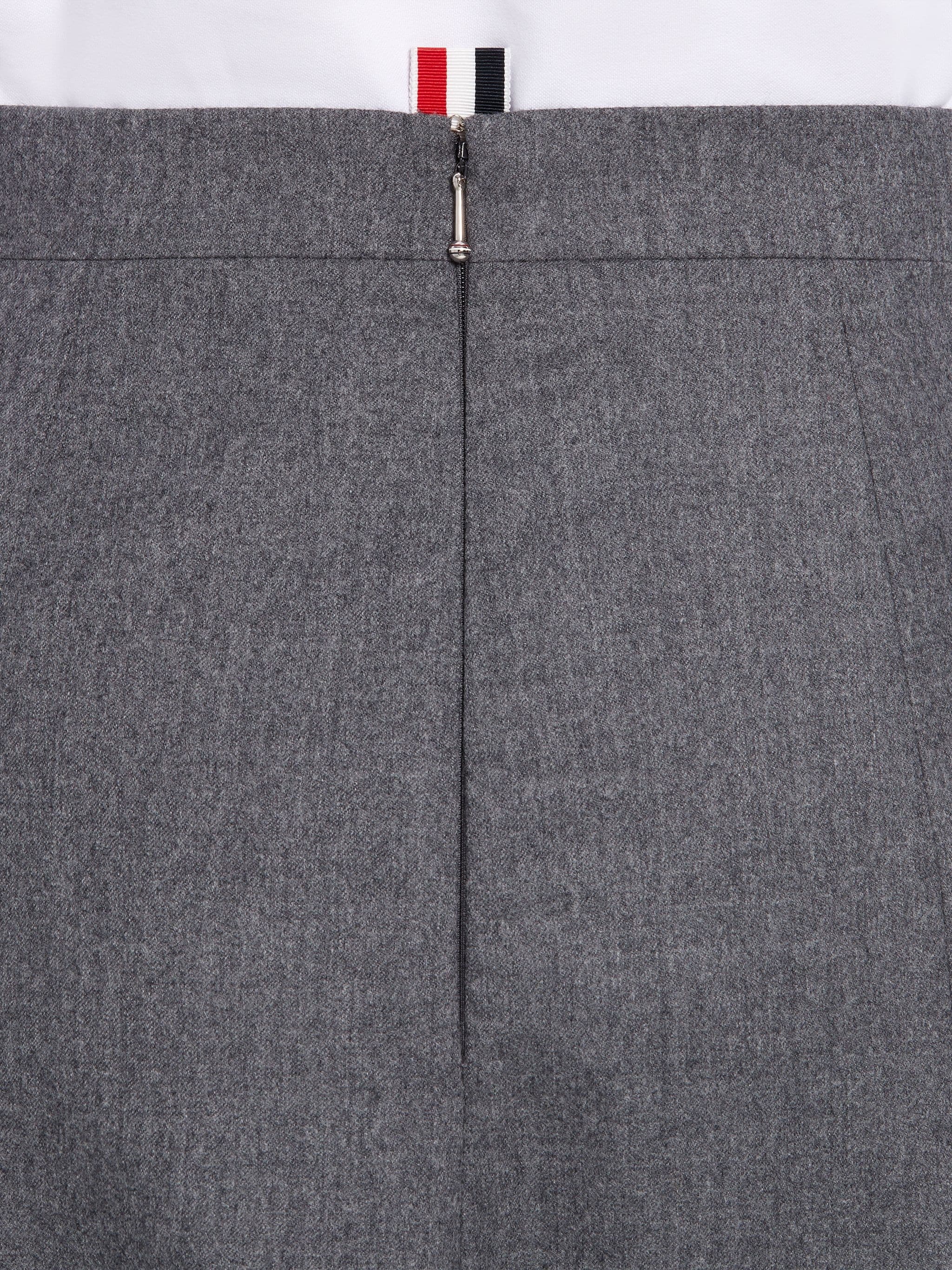 Medium Grey Super 120s Wool Flannel Flounce Skirt - 6