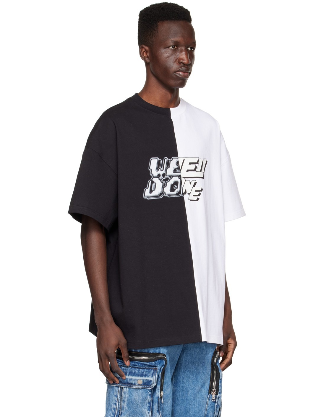 Black & White Half & Half T-Shirt - 2