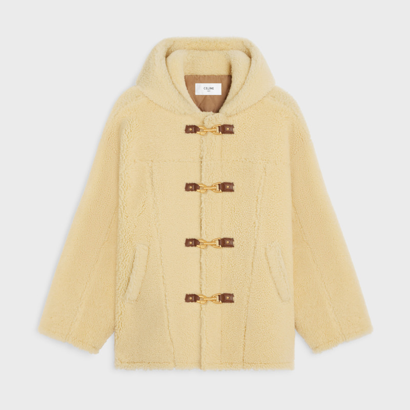 duffle coat in curly shearling 1