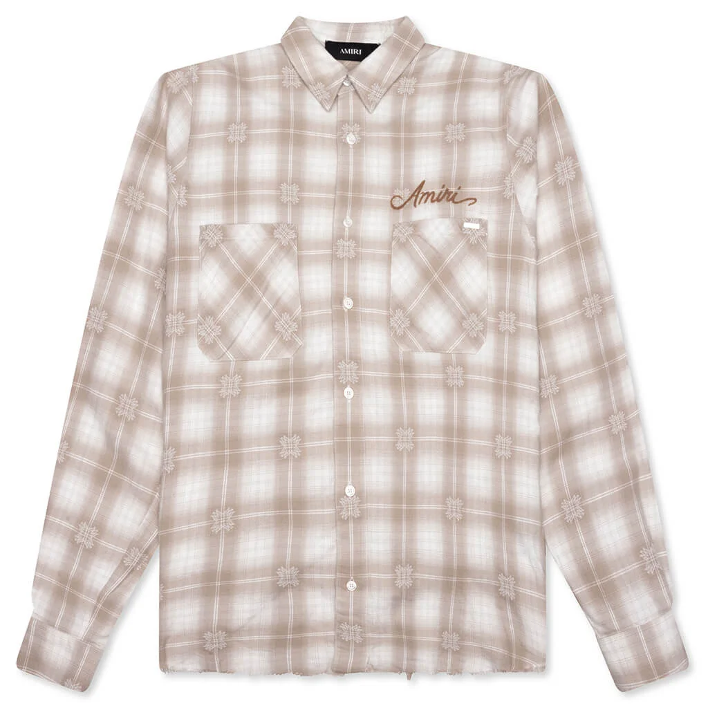 BLEACH BANDANA PATCH FLANNEL - LIGHT CAMEL - 1