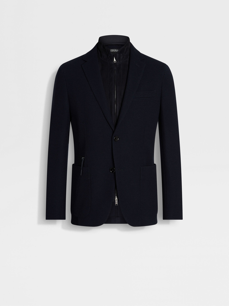 NAVY BLUE HIGH PERFORMANCE™ JERSEY WOOL AND COTTON JACKET 1